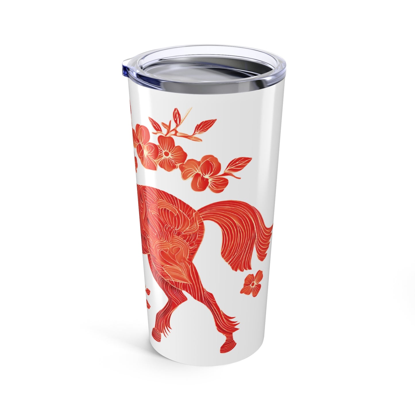 Year of the Horse 2026 Tumbler, Chinese New Year Gift, Red Zodiac Horse Travel Mug, Lunar New Year Cup, Floral Equestrian Insulated Tumbler