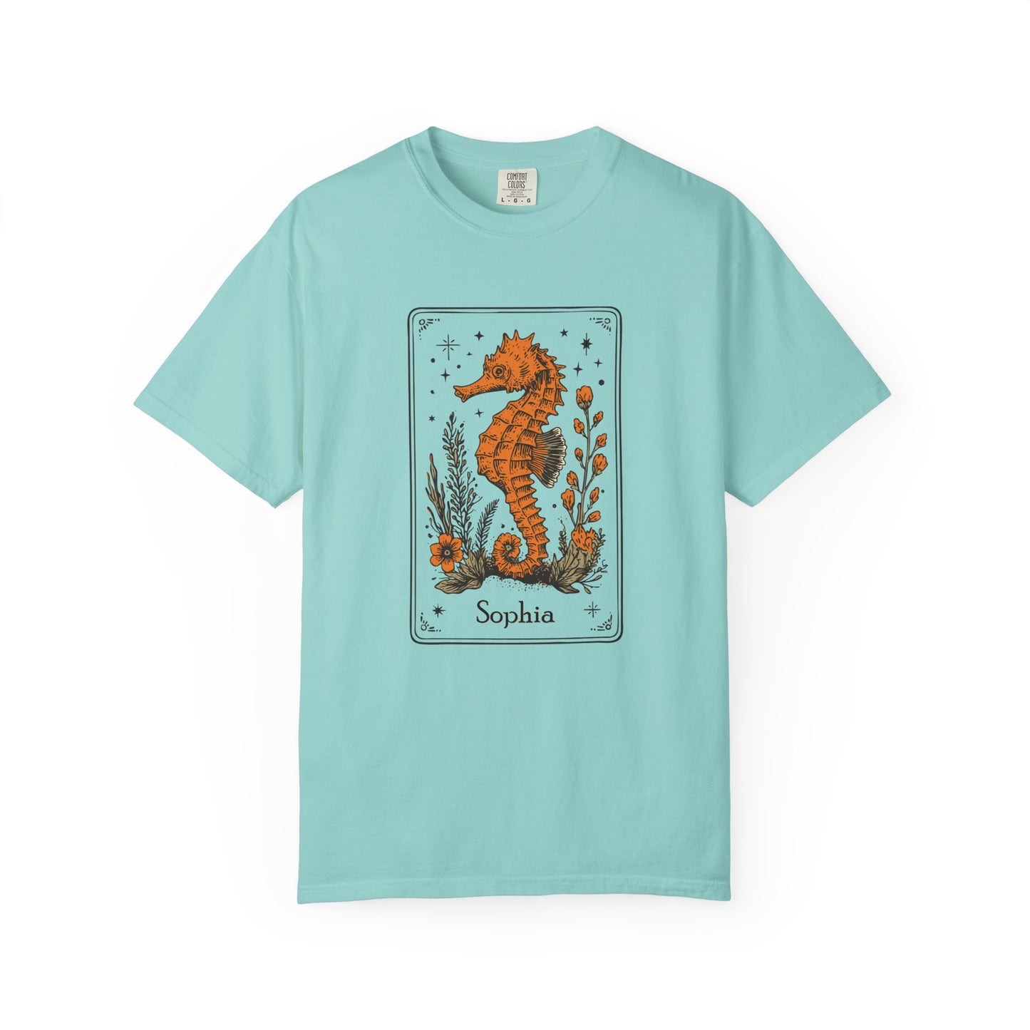 Comfort Color Custom Seahorse T-shirt, Personalized Ocean Lover Tee, Sea Animal Shirt, Beachgoer Gift Shirt, Summer Everyday Shirt