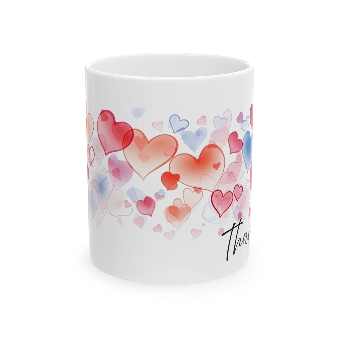 Thank You Mug, Valentine's Day Mug, Hearts Graphic Tea Cup, Teacher Thank You Mug, Valentines Day Gift, Thank You Hearts Mug