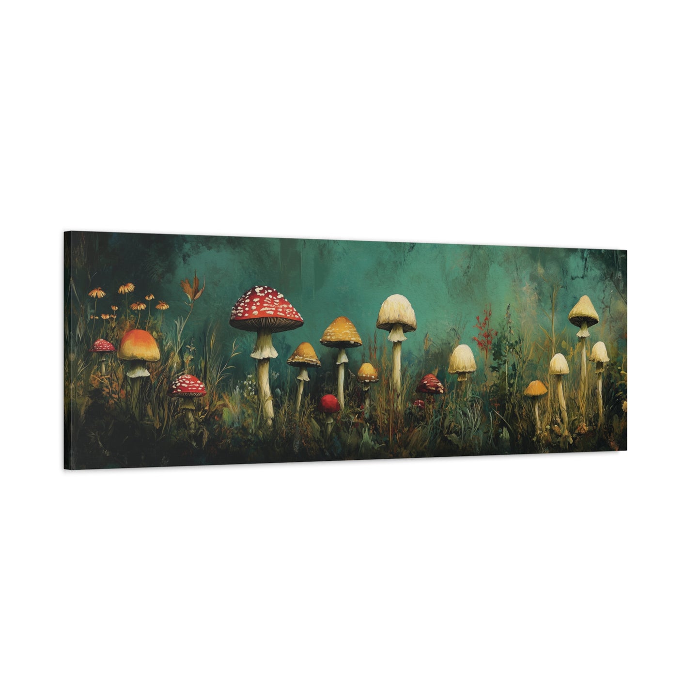 Whimsical Mushroom Canvas Art Print, Boho Mushroom Art, Enchanted Forest Decor, Nature Wall Art, Office Home Decor, Gift for Nature Lovers