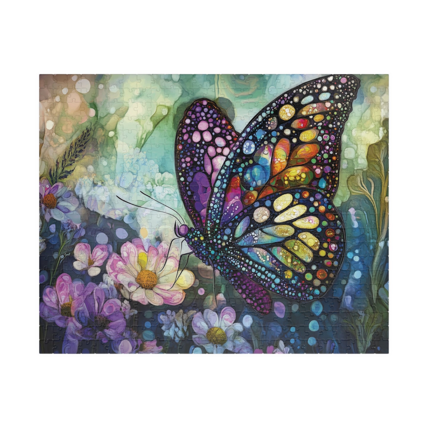 Butterfly Garden Puzzle, Colorful Jigsaw for Nature Lovers, Art Enthusiasts, Mosaic Art Puzzle, Butterfly Floral Puzzle, Artistic Puzzle