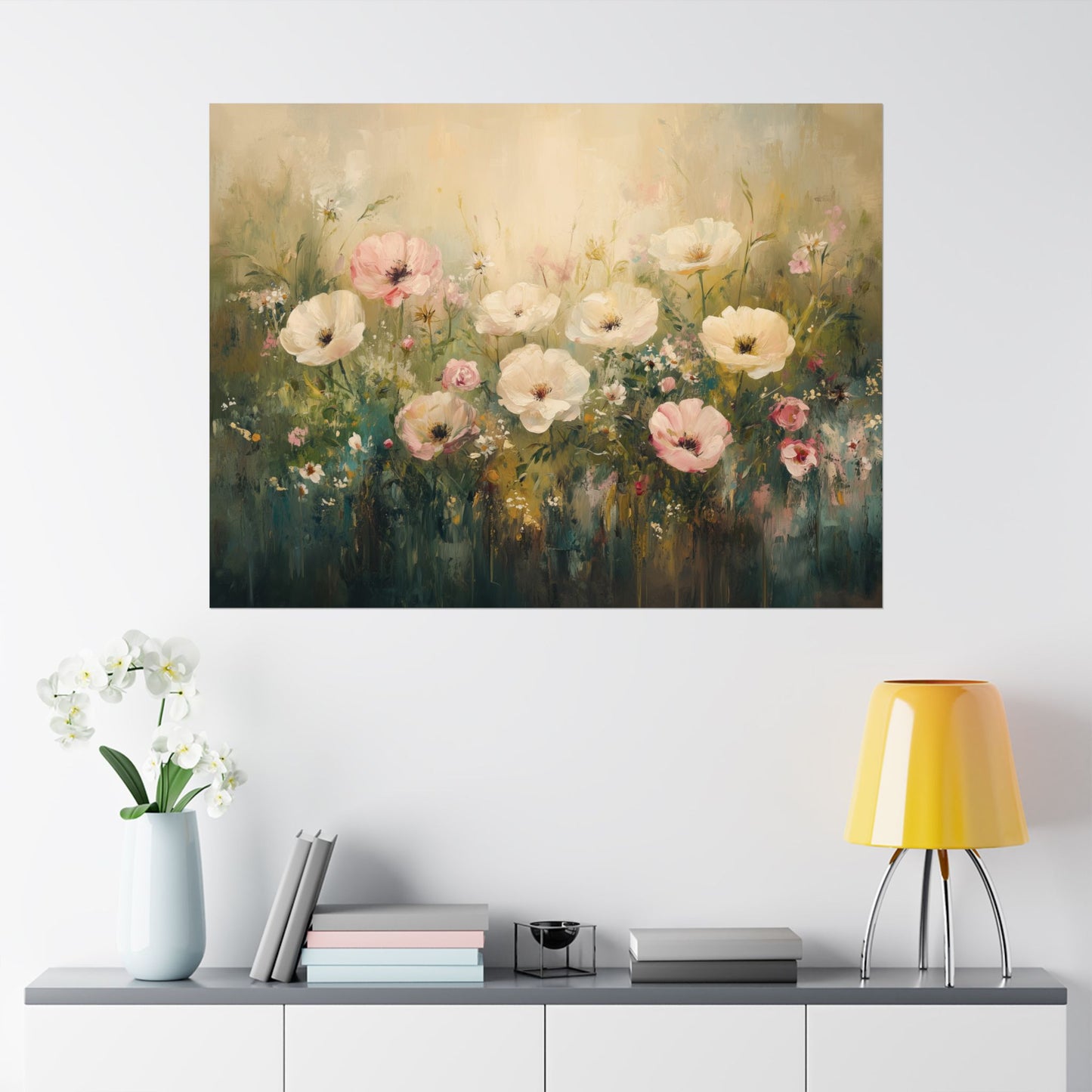 Impressionistic Floral Poster Print, Flower Landscape Art, Nature Tranquility Print, Home Decor Gift, Flower Lover Gift, Office Decoration