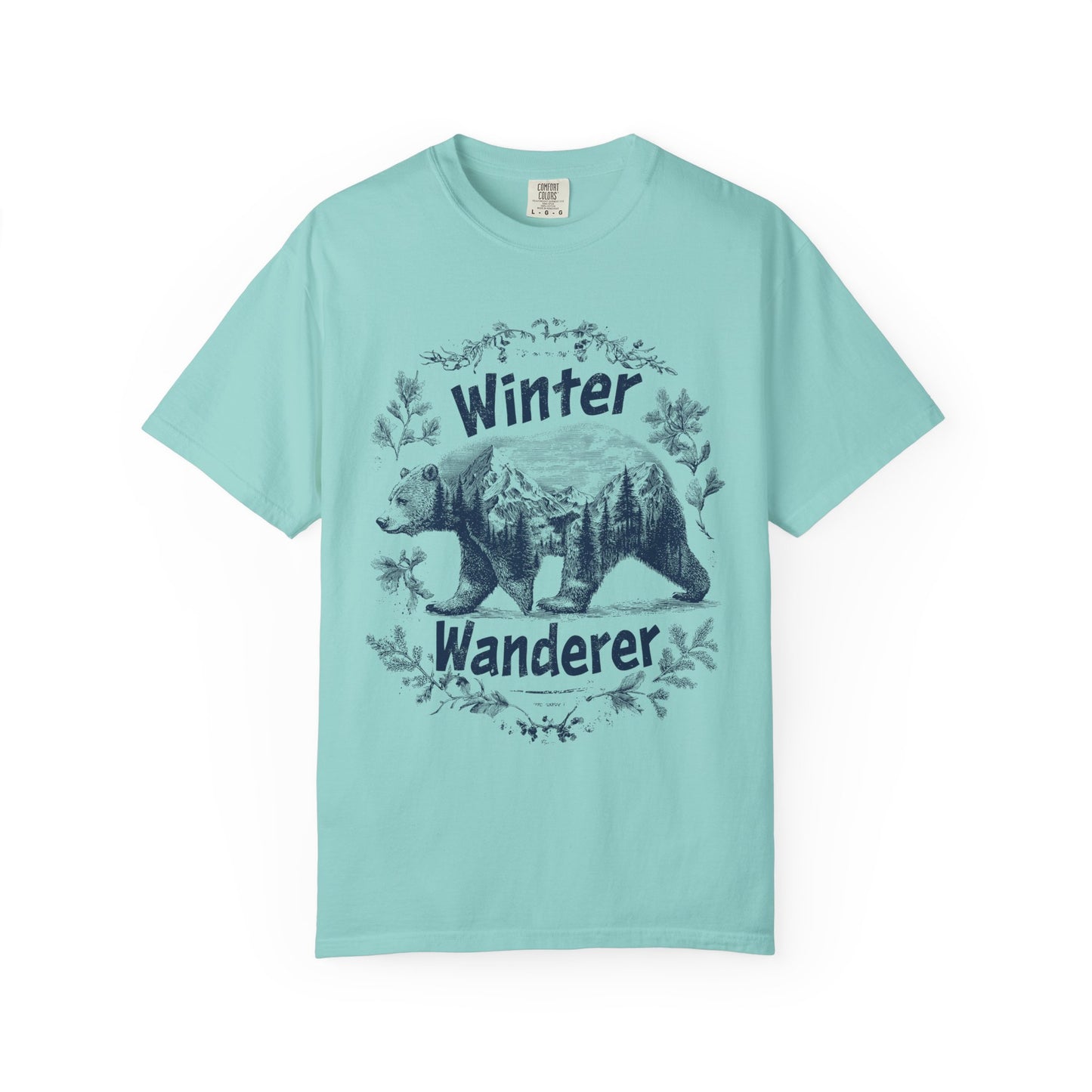 Comfort Colors Winter Wanderer Bear Shirt, Mountain Landscape Graphic Tee, Outdoor Adventurer Shirt, Cozy Winter Vibes Cute Bear Top