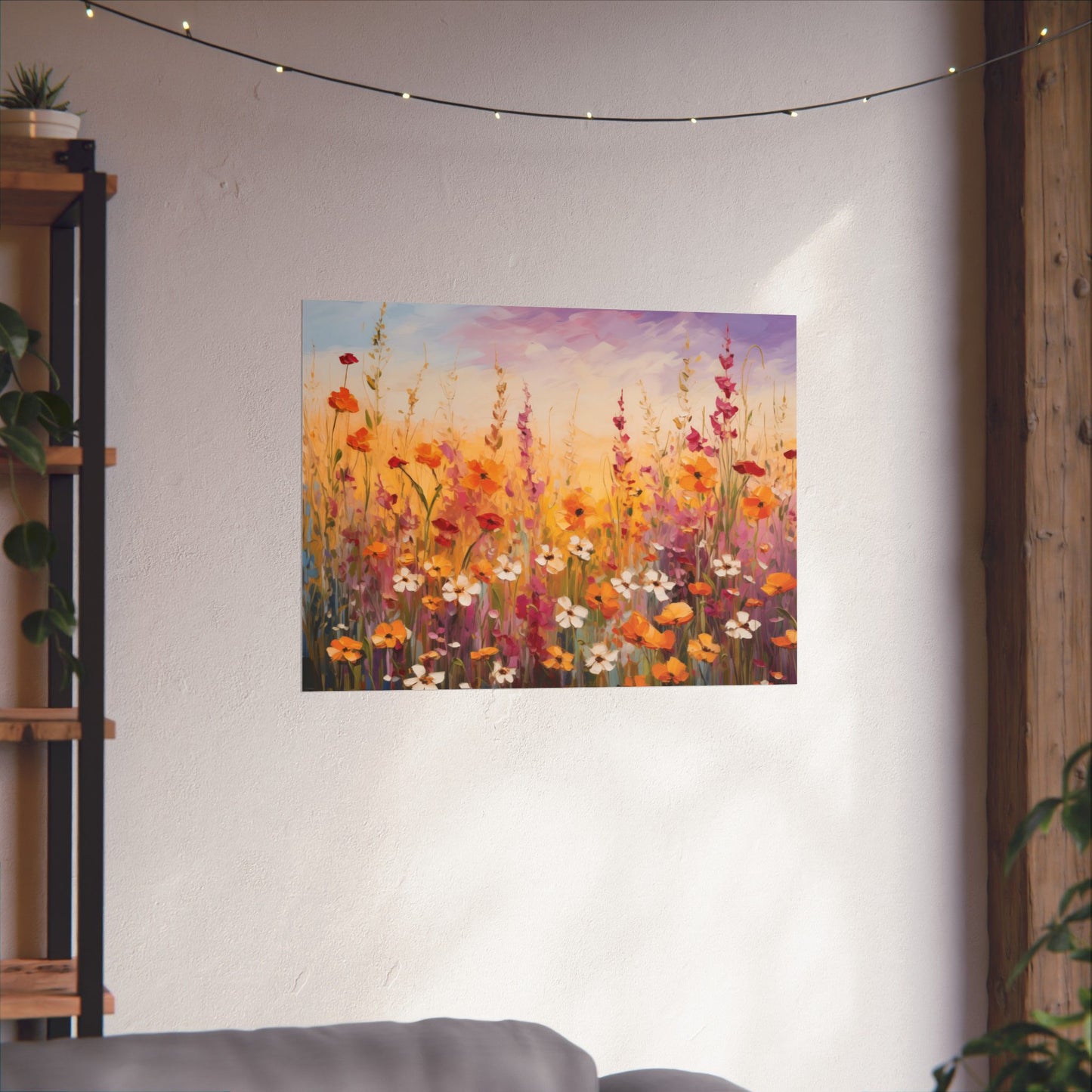 Impressionist Wildflower Meadow Poster, Floral Wall Art Decor, Nature Pastel Sky Lover Gift, Vibrant Flower Print, Home Office Decor