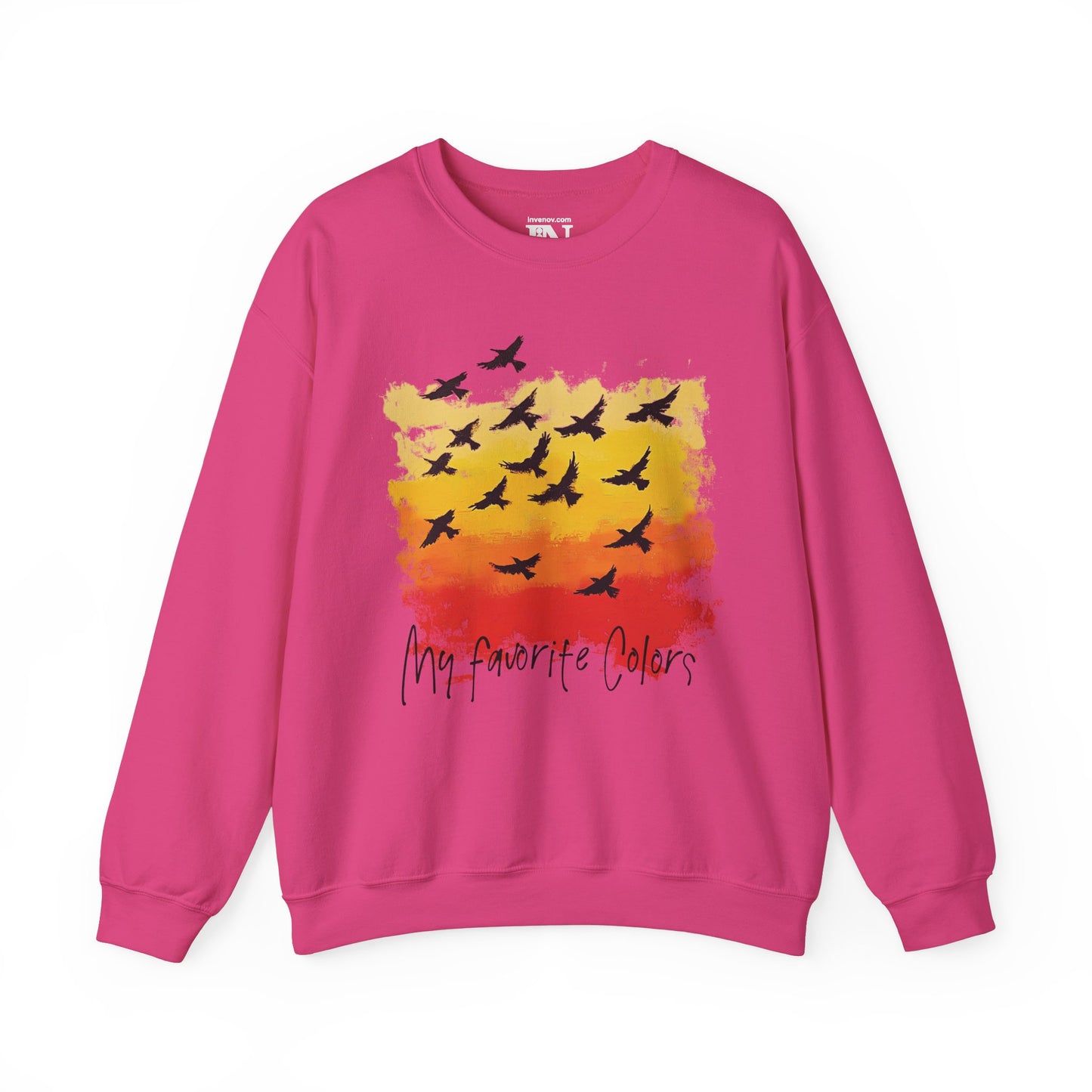 Sunset Bird Sweatshirt, Fall Colors Sweater, Abstract Style Red Orange Yellow Painting Sweatshirt, Autumn Sweatshirt, Fall Crewneck