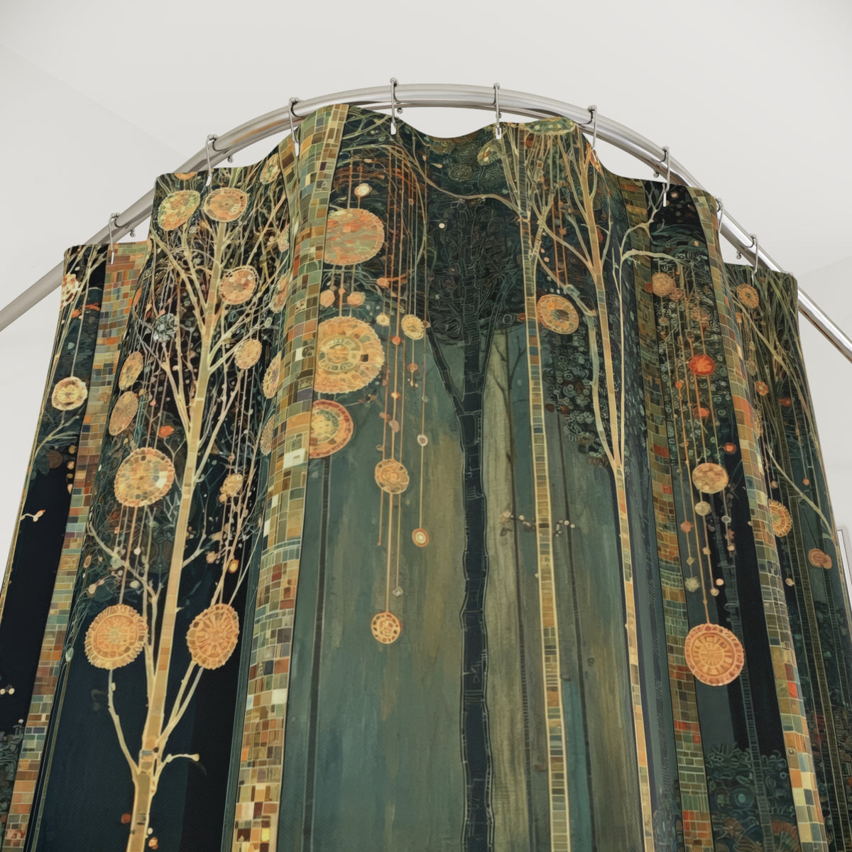 Enchanted Forest Shower Curtain, Art Nouveau Tree Bathroom Decor, Moody Botanical Bath Curtain, Dark Woodland Drapes, Boho Nature Gift