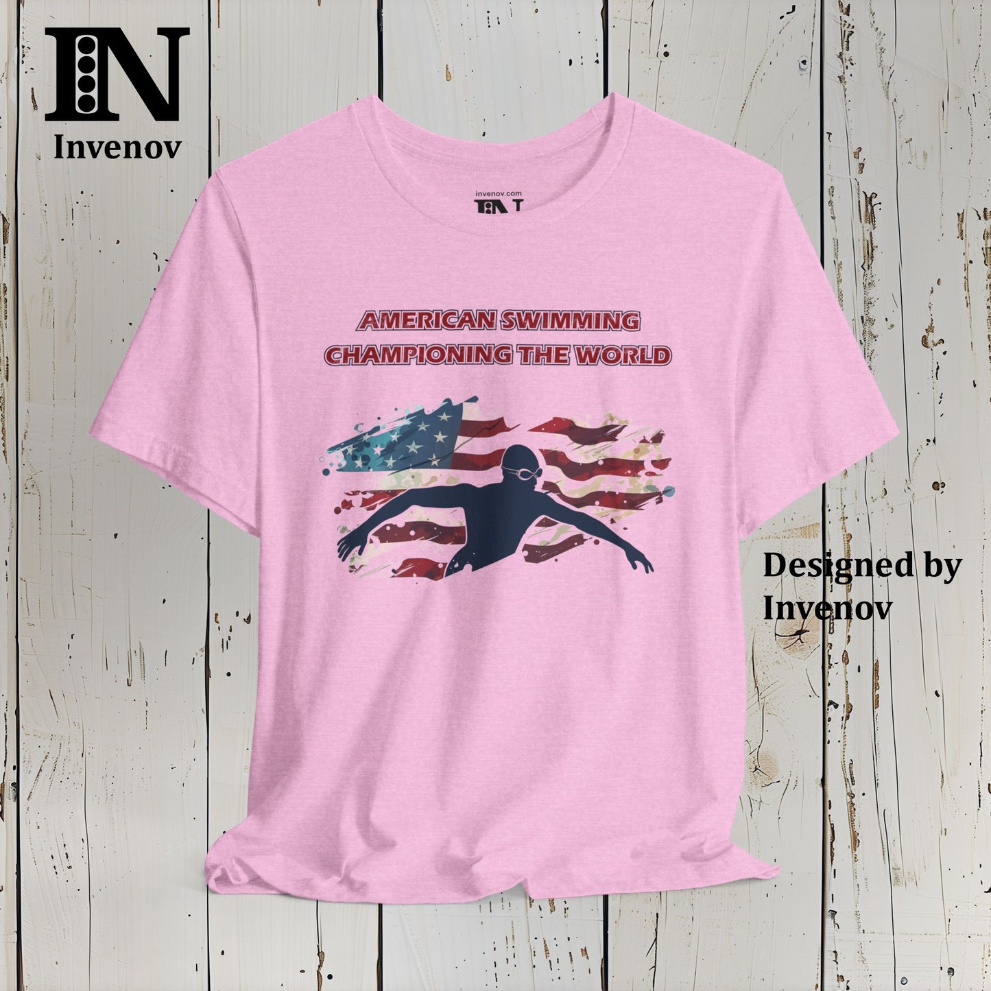 American Swimming Shirt, Swimmer T-shirt, USA Flag Shirt, Summer Swimming Shirt, Championing The World Tshirt, Swimming Team Shirt