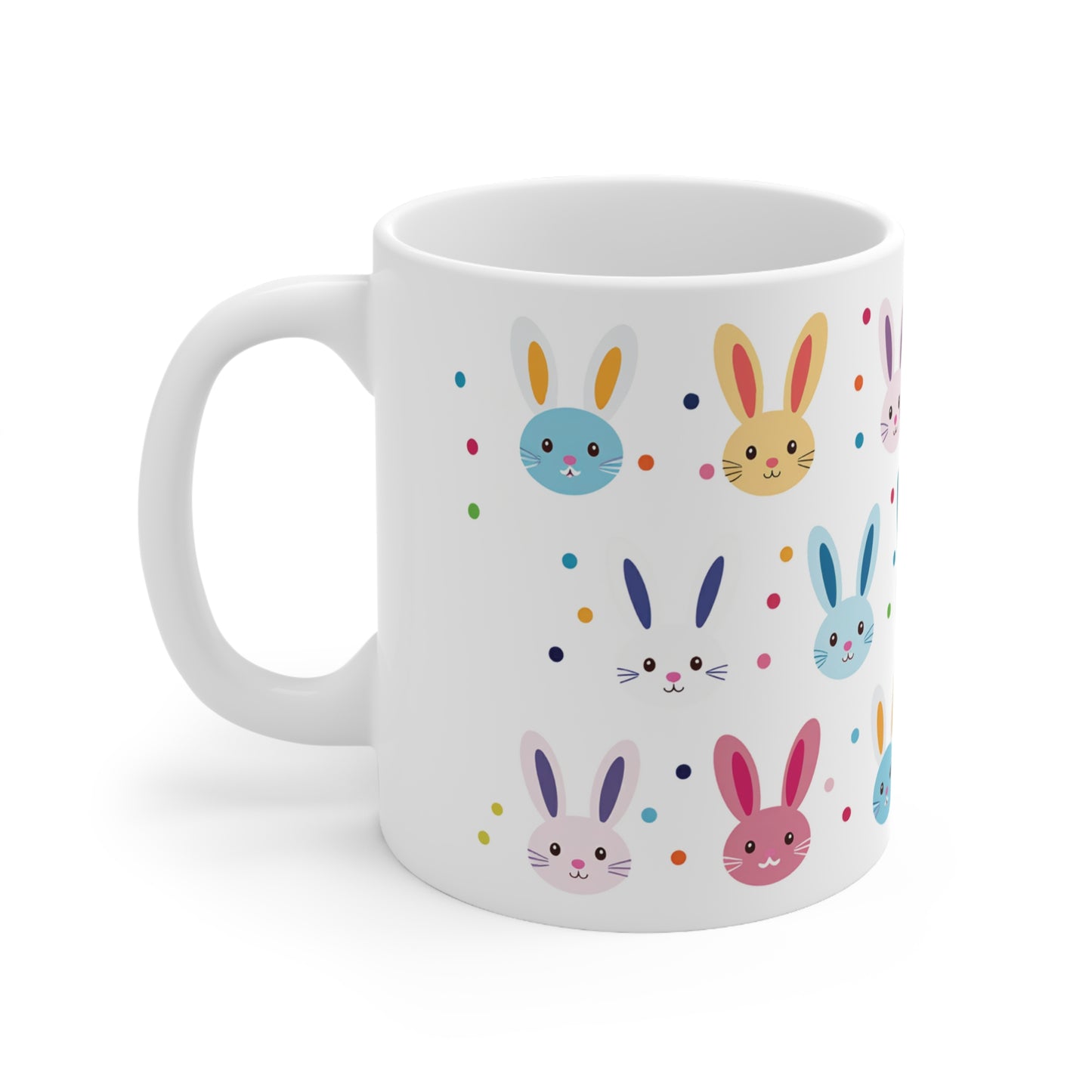Easter Coffee Mug, Easter Bunny Tea Mug, Bunny Rabbit Mug, Colorful Mug, Bunny Pattern Cup, Easter Gift Idea, Ceramic Easter Mug
