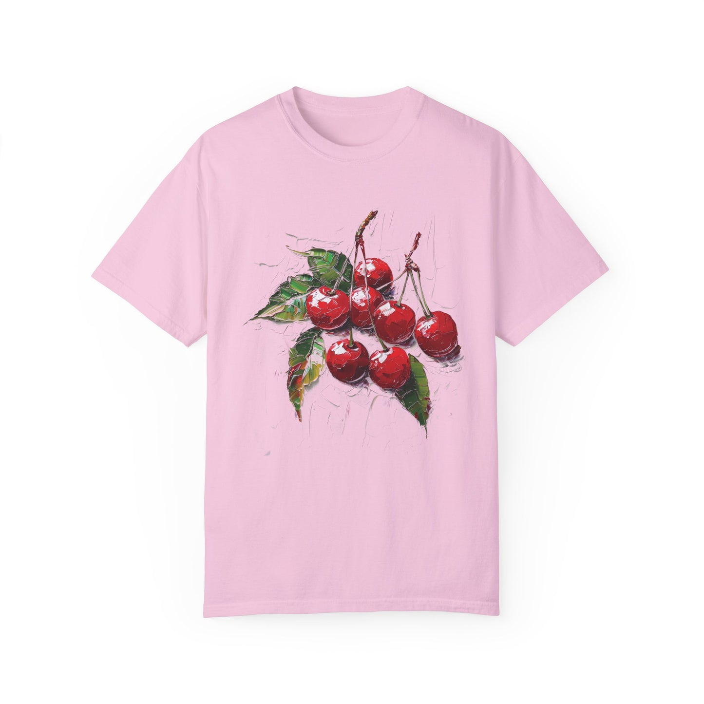 Comfort Colors Cherry Cluster T-shirt, Red Fruit Tee, Valentine's Day Shirt, Oil Painting Canvas Style, Nature Lovers Gift, Cherry Picking