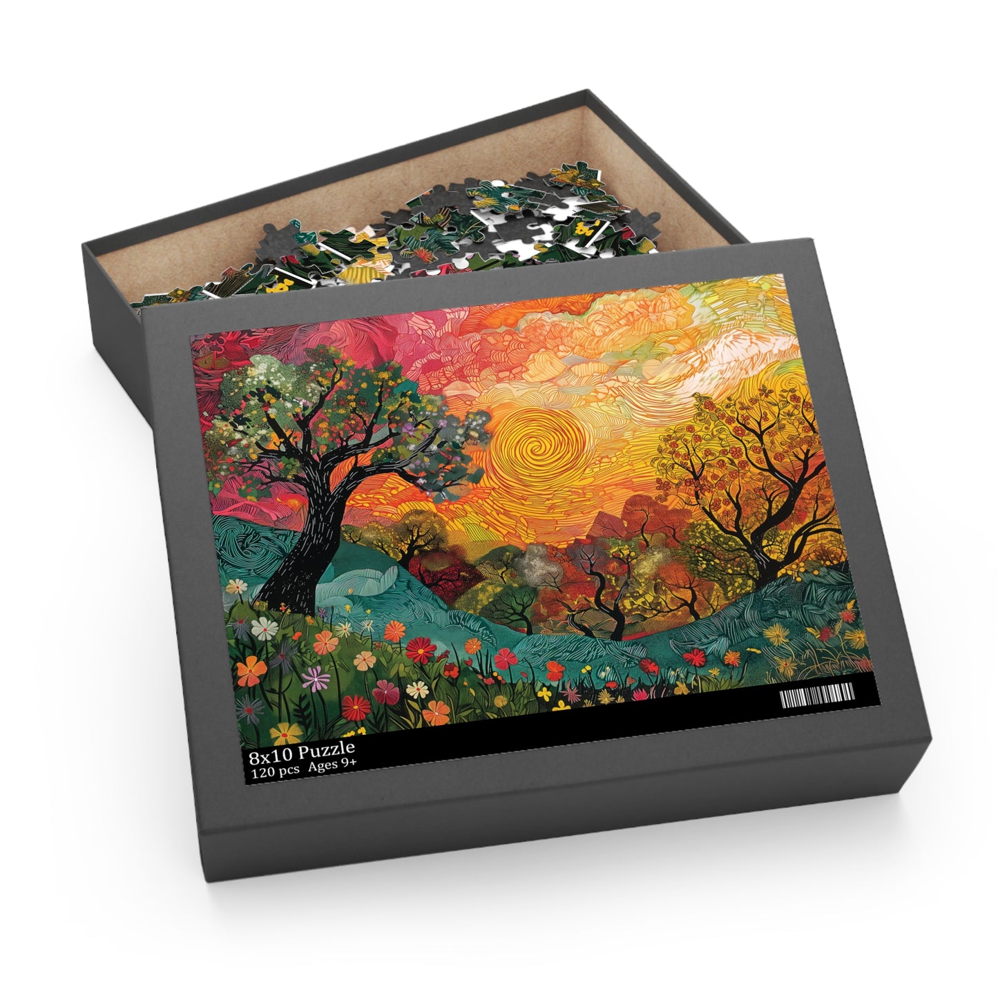 Nature Painting Puzzle, Colorful Tree Flower Puzzle, Family Game, Artistic Jigsaw Puzzle, Home Decor, Wall Art, 120  252  500 pieces