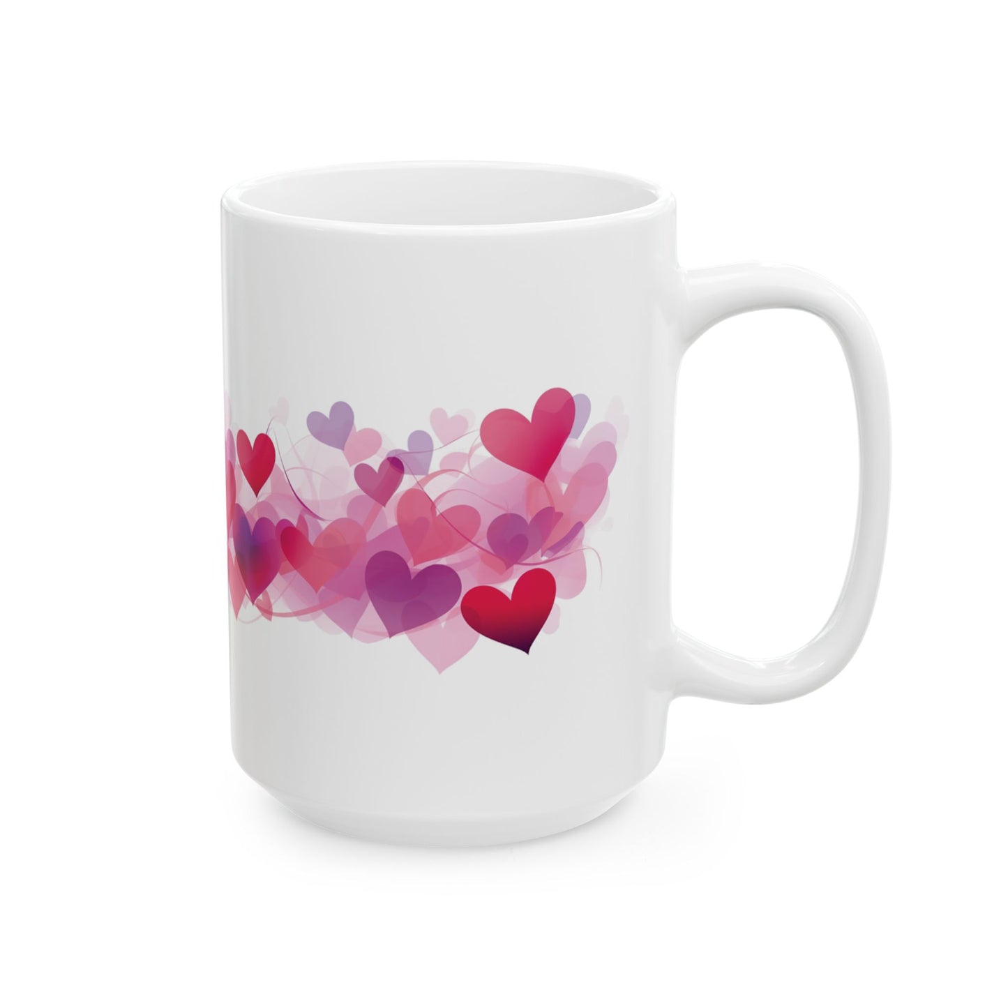 Valentine's Day Mug, Hearts Coffee Mug, Love Coffee Mug, Wave of Hearts Mug, Gift for Her, Gift for Teachers, Valentine Day Gift