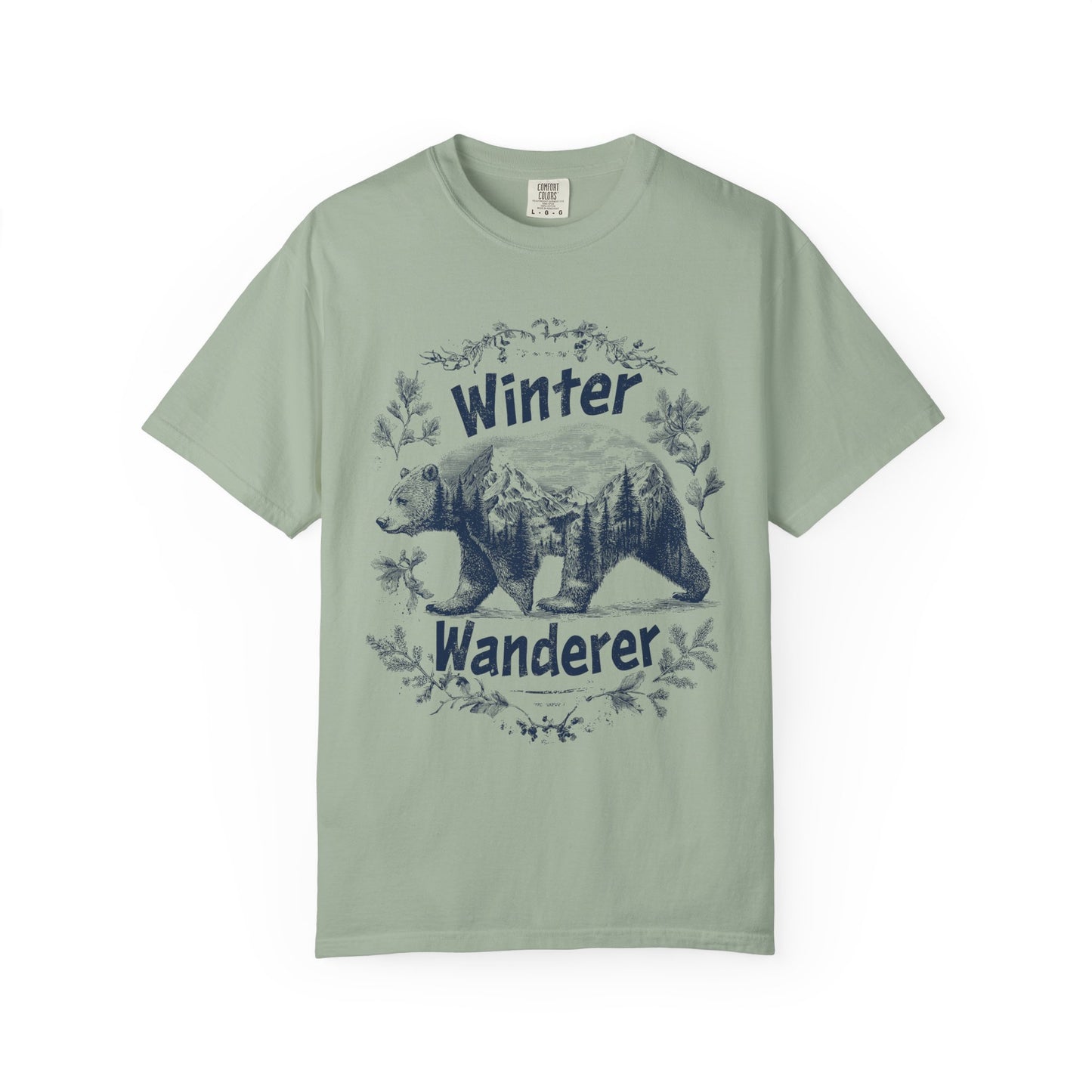 Comfort Colors Winter Wanderer Bear Shirt, Mountain Landscape Graphic Tee, Outdoor Adventurer Shirt, Cozy Winter Vibes Cute Bear Top