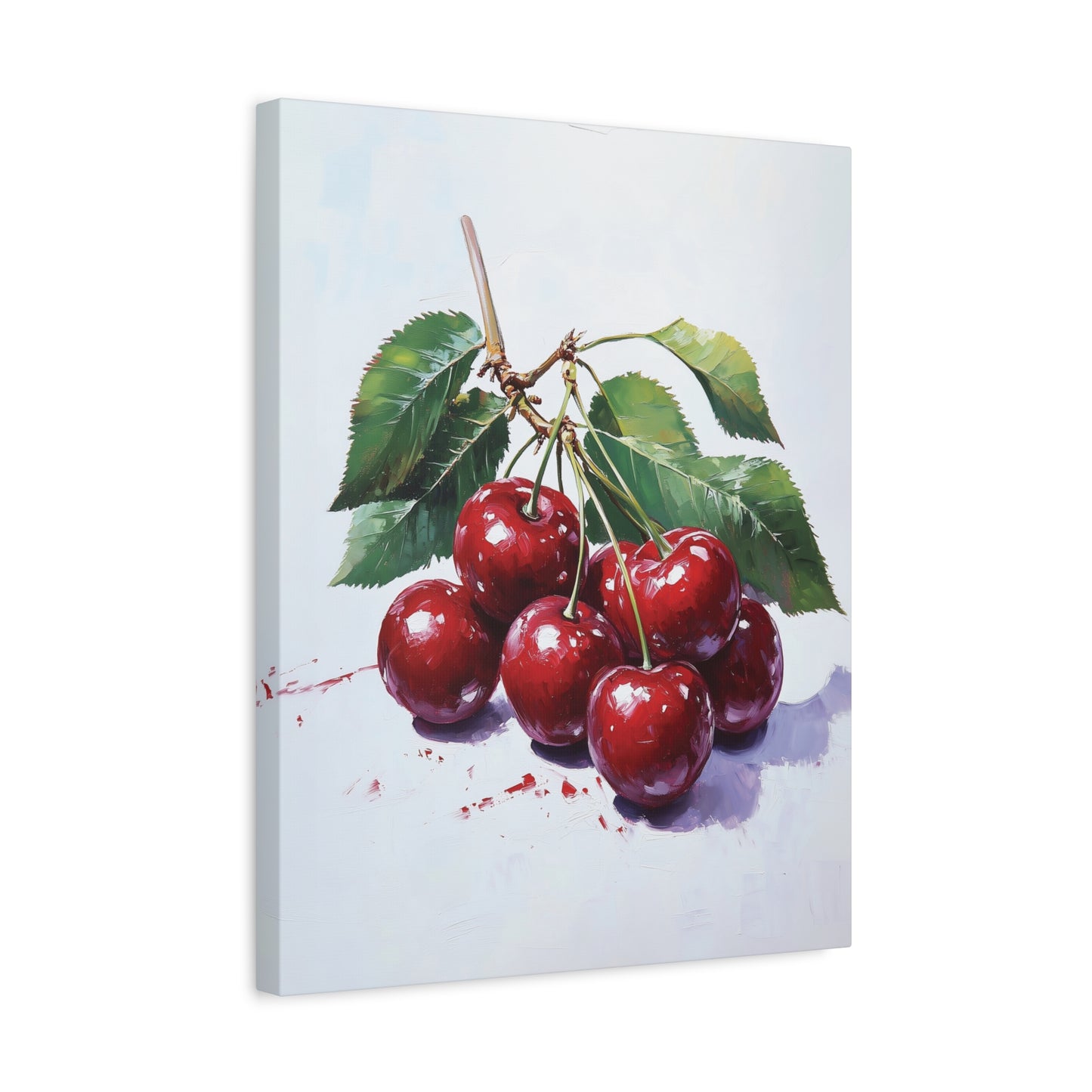 Cherry Canvas Wall Art, Modern Oil Painting Style, Vibrant Cherries Wall Decoration, Kitchen Decor, Dining Room Art, House Warming Gift