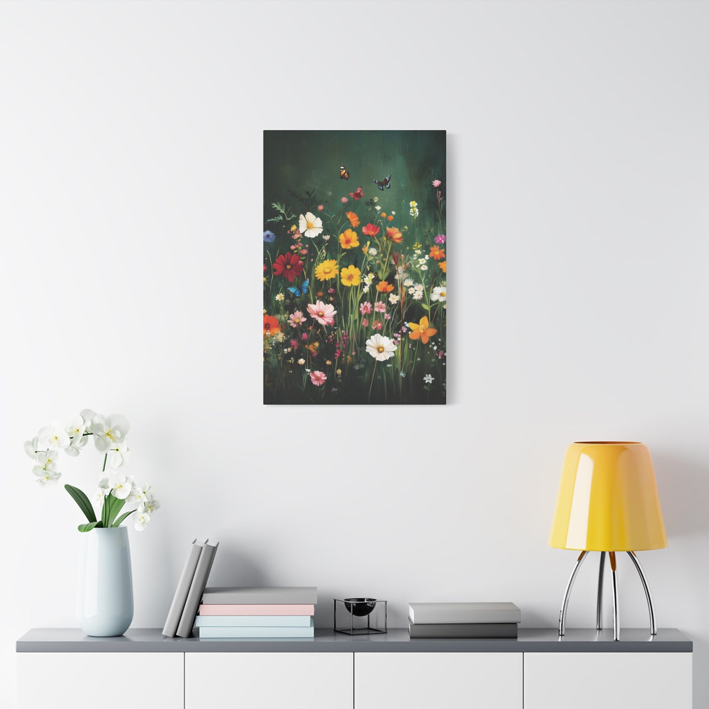 Floral Butterfly Meadow Canvas Wall Art, Nature-Inspired Home Decor, Gift for Nature Lovers, Botanical Wall Art, Office Wall Decor