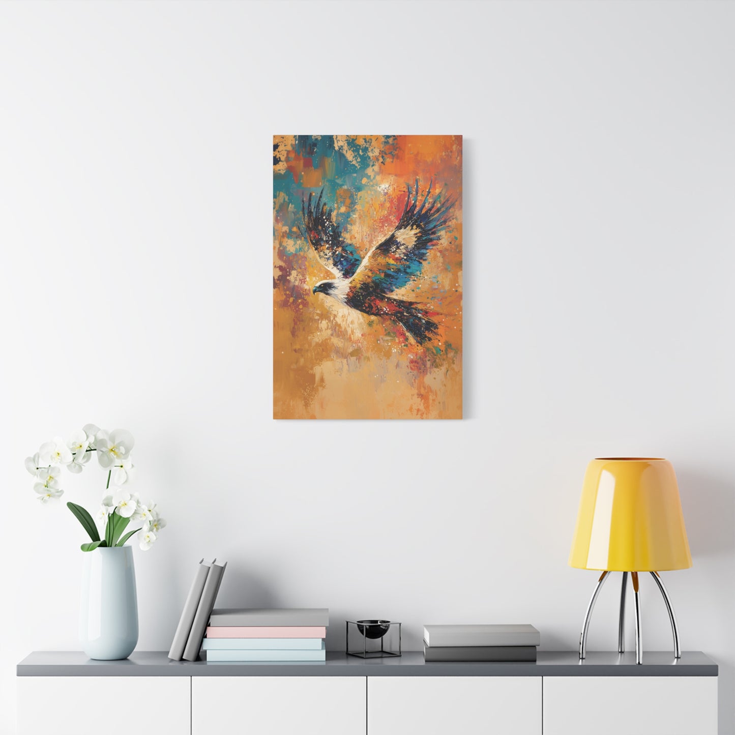 Abstract Eagle Artwork Canvas Print, Bird Canvas Wall Art, Vibrant Wall Decor for Nature Lovers, Home Office Gallery, Livingroom Decor