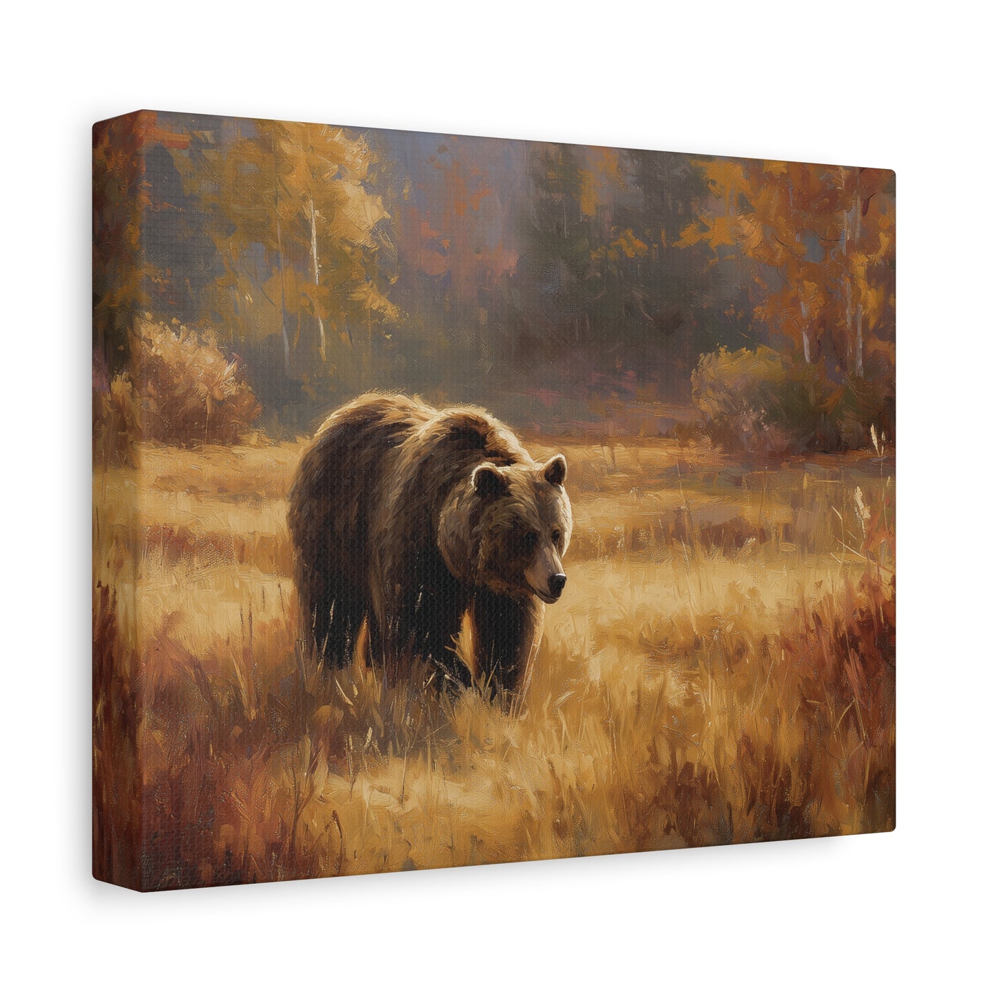 Brown Bear Wildlife Painting Canvas Print Wall Art, Rustic Cabin Decor, Nature Lover Gift, Autumn Wall Art, Wilderness Home Decor