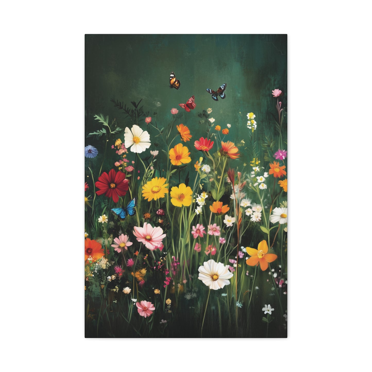 Floral Butterfly Meadow Canvas Wall Art, Nature-Inspired Home Decor, Gift for Nature Lovers, Botanical Wall Art, Office Wall Decor