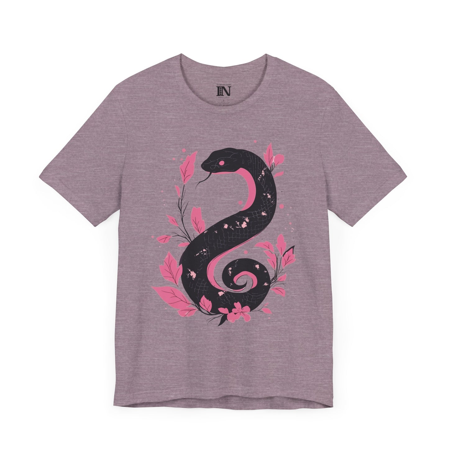 Chinese New Year Shirt, Snake Graphic T-Shirt, Lunar New Year Shirt, Minimalistic Black and Pink Tee, Abstract Floral Art, Year of the Snake