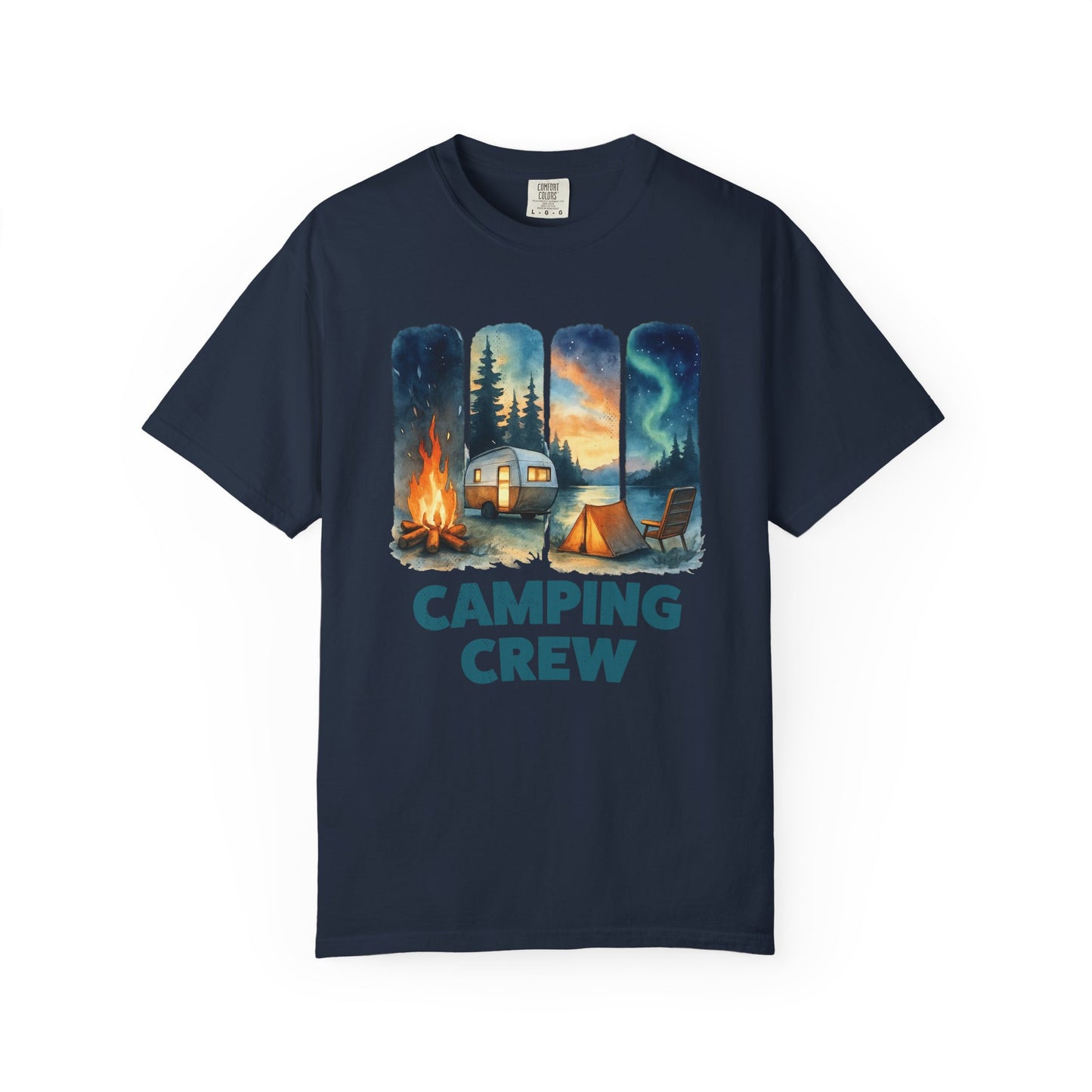 Comfort Colors Camping Crew Distressed Style Shirt, Outdoor Adventure T-Shirt, Nature Lover Tee, Campfire Graphic Top, Camping Gift