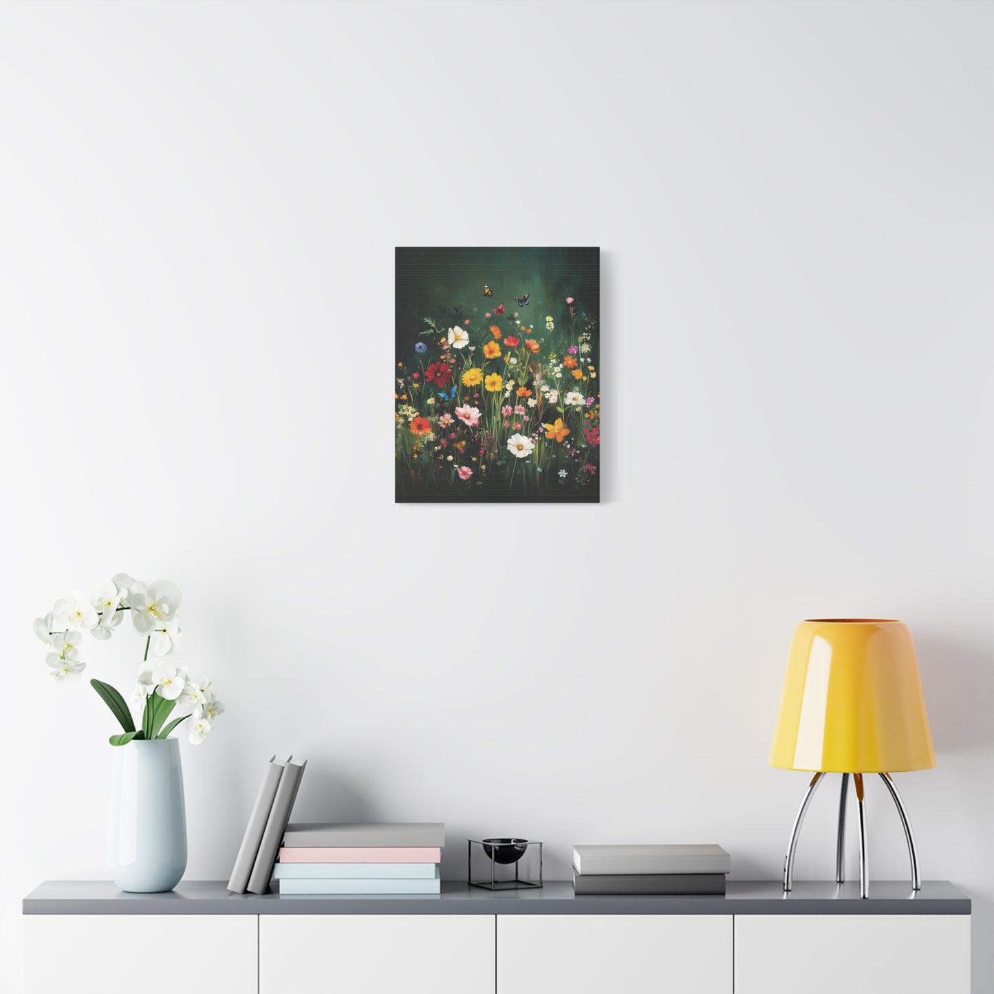 Floral Butterfly Meadow Canvas Wall Art, Nature-Inspired Home Decor, Gift for Nature Lovers, Botanical Wall Art, Office Wall Decor