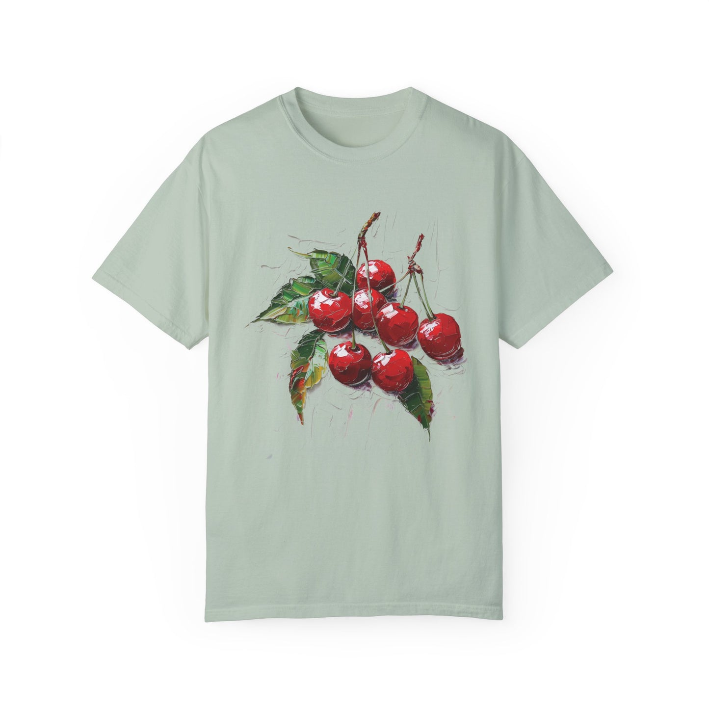 Comfort Colors Cherry Cluster T-shirt, Red Fruit Tee, Valentine's Day Shirt, Oil Painting Canvas Style, Nature Lovers Gift, Cherry Picking