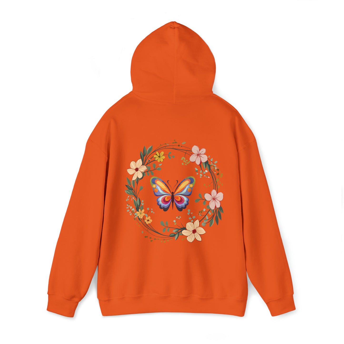 Flower Wreath Hoodie, Butterfly Hoodie, Winter Hoodie, Spring Hoodie, Spring Wreath Hoodie, Spring Leaf Hoodie, Butterfly Wreath Hoodie