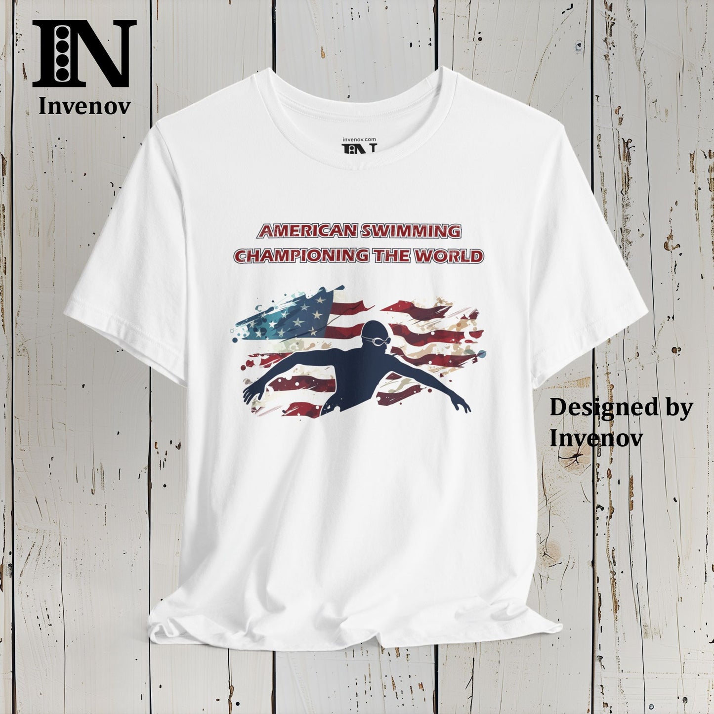 American Swimming Shirt, Swimmer T-shirt, USA Flag Shirt, Summer Swimming Shirt, Championing The World Tshirt, Swimming Team Shirt