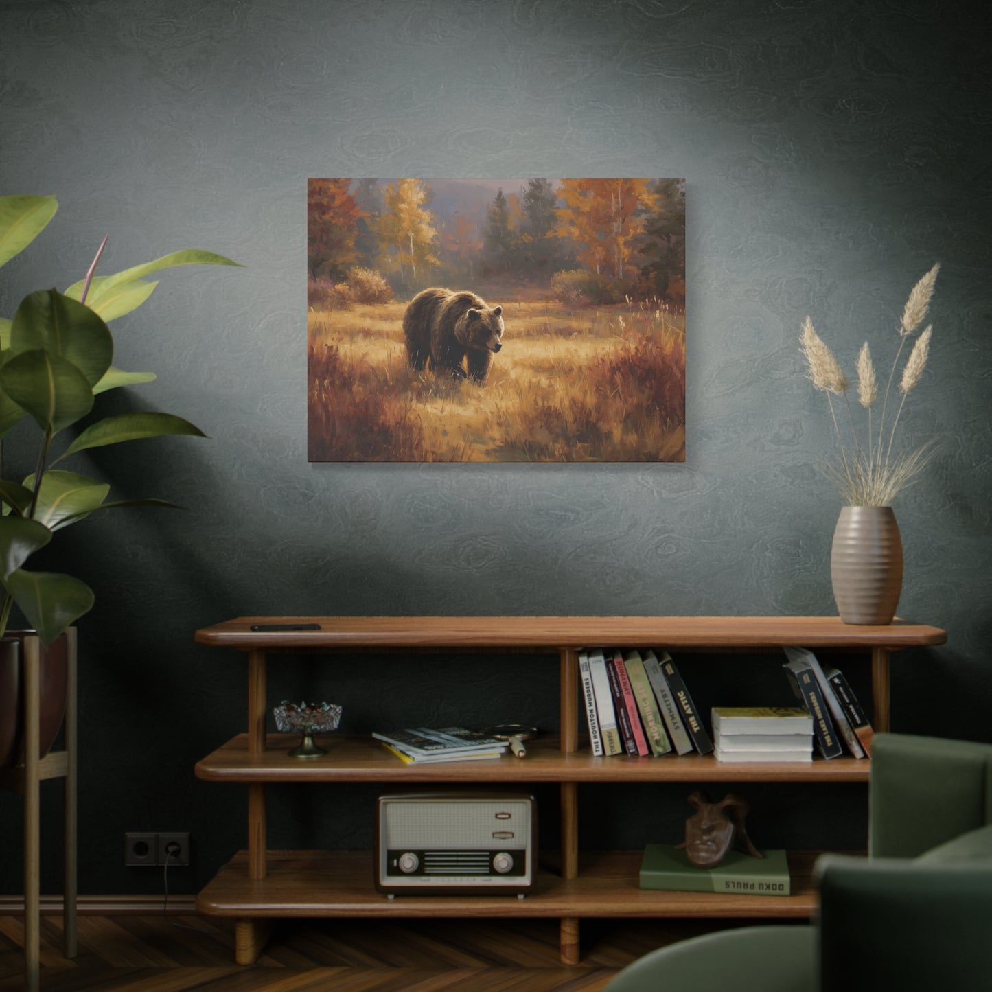 Brown Bear Wildlife Painting Canvas Print Wall Art, Rustic Cabin Decor, Nature Lover Gift, Autumn Wall Art, Wilderness Home Decor