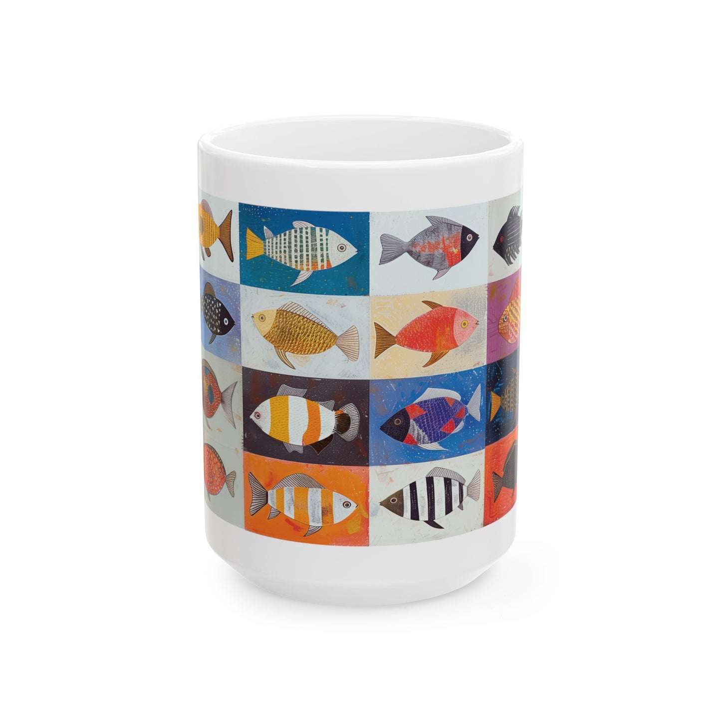 Cute Fish Mug, Aquarium Mug, Home Decor Mug, Tea Cup, Fish Drawing Mug, Coffee Mug, Colorful Fish Mug, House Warming Gift, Fish Tank Mug