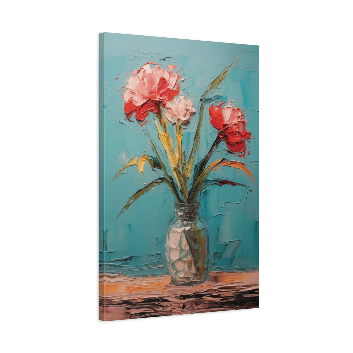 Canvas Wall Art, Oil Painting-Style Flower Vase Design, Mother's Day Gift, Home Decor, Floral Wall Art, House Warming Living Room Decoration