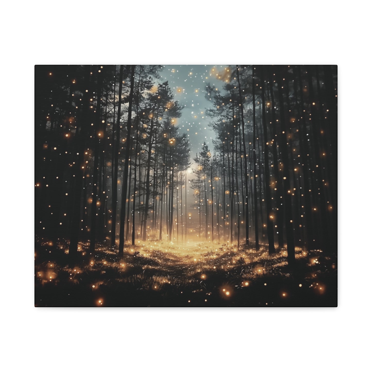 Forest Firefly Canvas Wall Art, Nature Scene, Ethereal Glow, Serene Atmosphere, Mystical Decor, Tranquil Landscape, Enchanting Lights