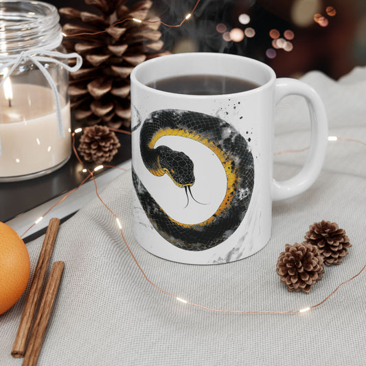 Ceramic Mug, Chinese Style Snake Painting in Black, Chinese New Year Gift, 11oz 15oz Mug, Year of the Snake Mug, Porcelain Cup