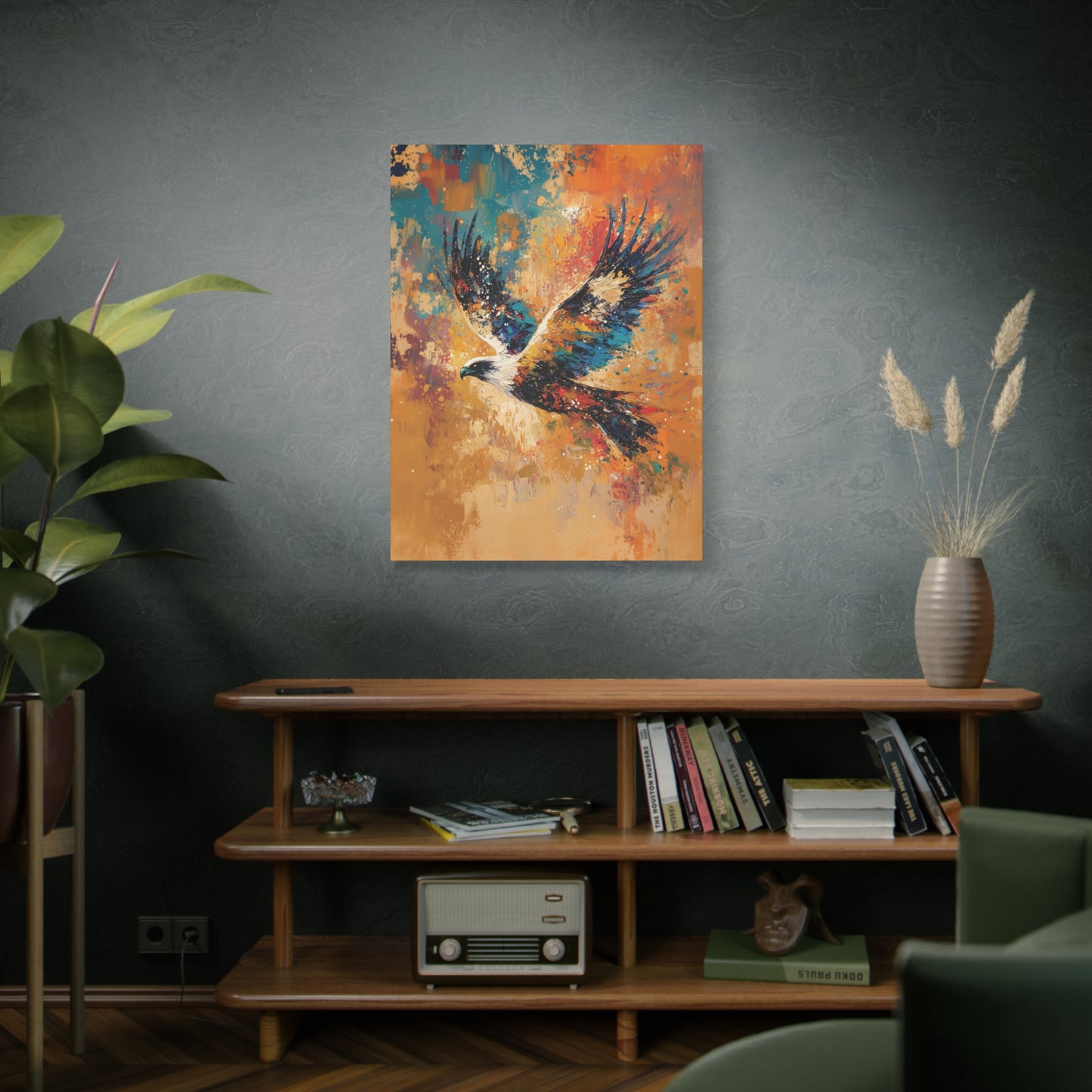 Abstract Eagle Artwork Canvas Print, Bird Canvas Wall Art, Vibrant Wall Decor for Nature Lovers, Home Office Gallery, Livingroom Decor