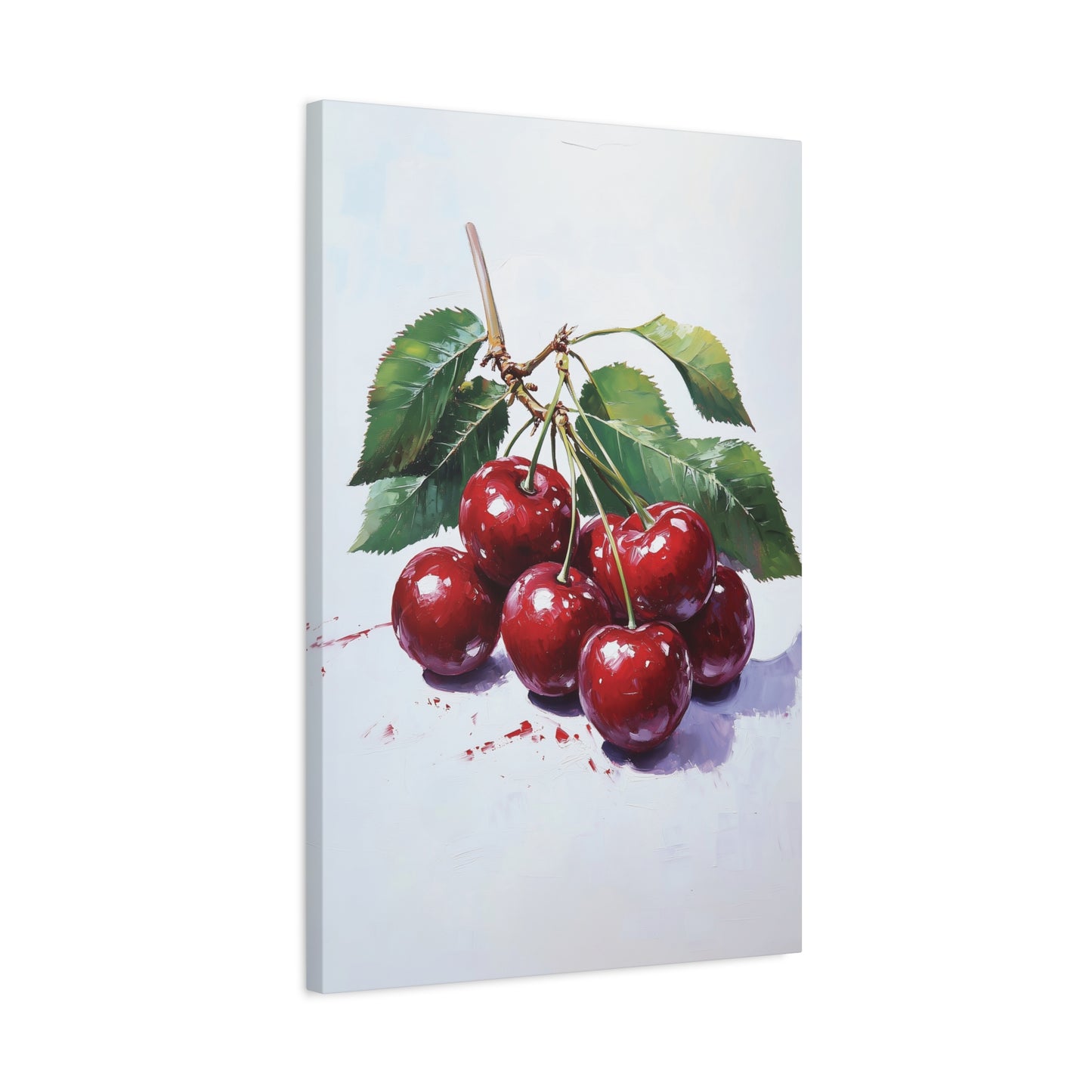 Cherry Canvas Wall Art, Modern Oil Painting Style, Vibrant Cherries Wall Decoration, Kitchen Decor, Dining Room Art, House Warming Gift