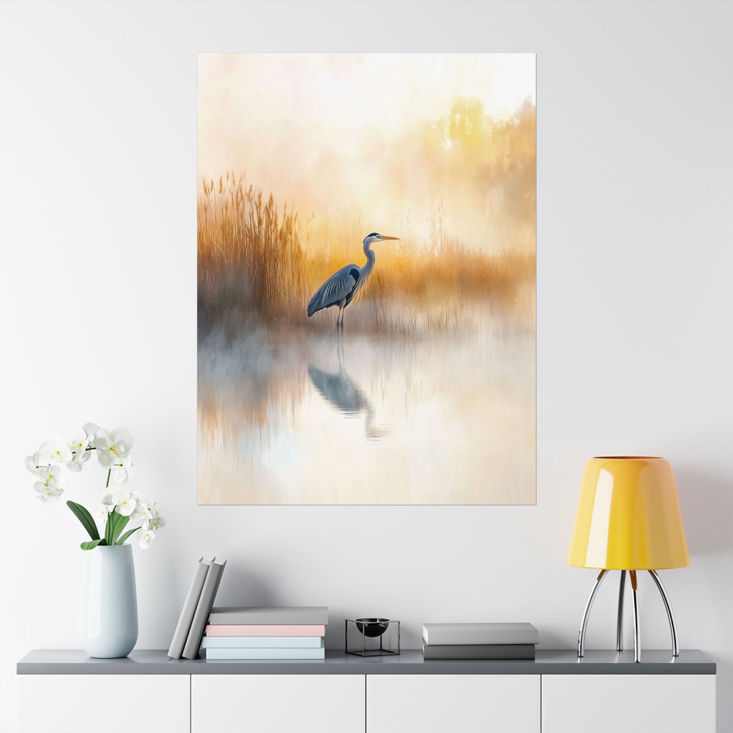 Blue Heron in the Wild Poster, Crane Art Poster, Nature Lover Wall Art, Tranquil Marsh Wildlife Decor, Bird Enthusiast Wall Art, Home Decor