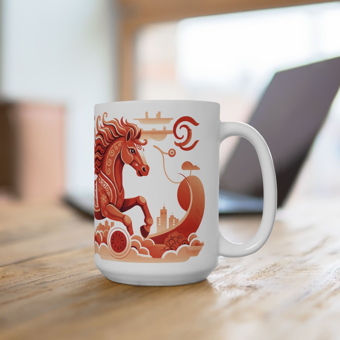 Year of the Horse Mug, 2026 Chinese New Year Gift, Red Zodiac Horse Coffee Cup, Lunar New Year Decor, 11oz 15oz Asian Art Tea Mug