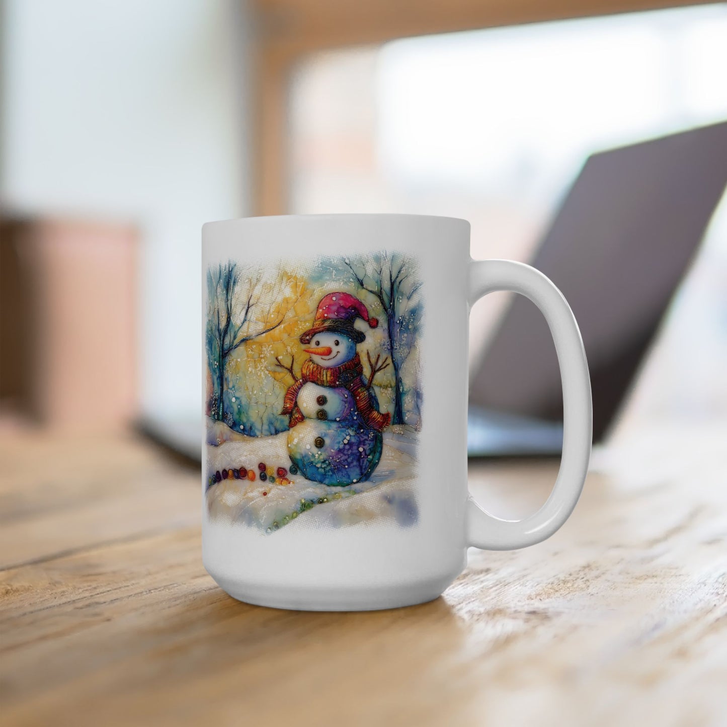 Cute Snowman Graphic Mug, Christmas Holiday Coffee Cup, Xmas Winter Tea Ceramic Mug, Snowman Kitchen Decor, Holiday Gift for Snowman Lovers
