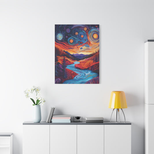 Psychedelic Cosmic Landscape Wall Art Canvas for Home Decor, Office, Meditation Space Galaxy, Abstract Art, Surreal Oil Painting Style