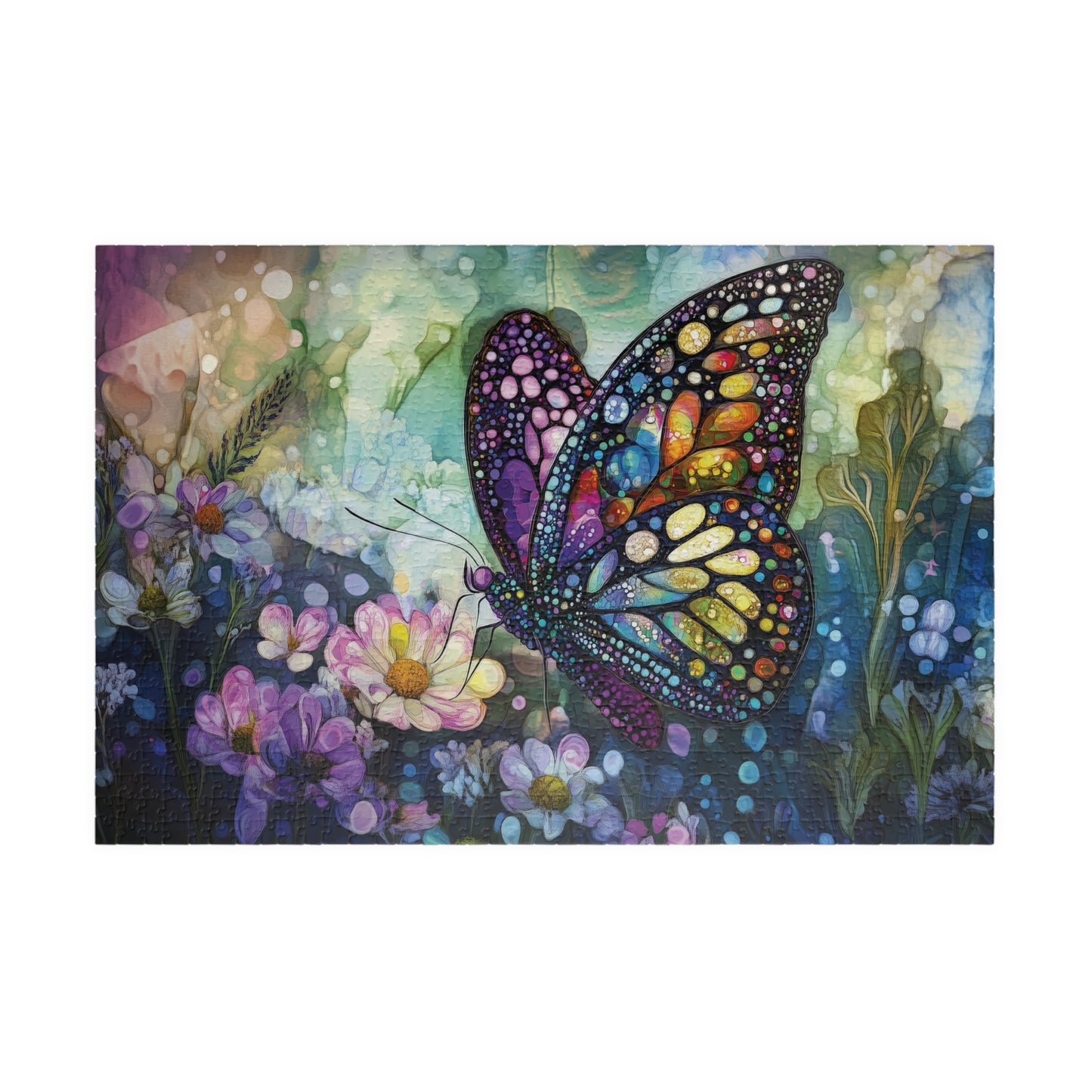 Butterfly Garden Puzzle, Colorful Jigsaw for Nature Lovers, Art Enthusiasts, Mosaic Art Puzzle, Butterfly Floral Puzzle, Artistic Puzzle