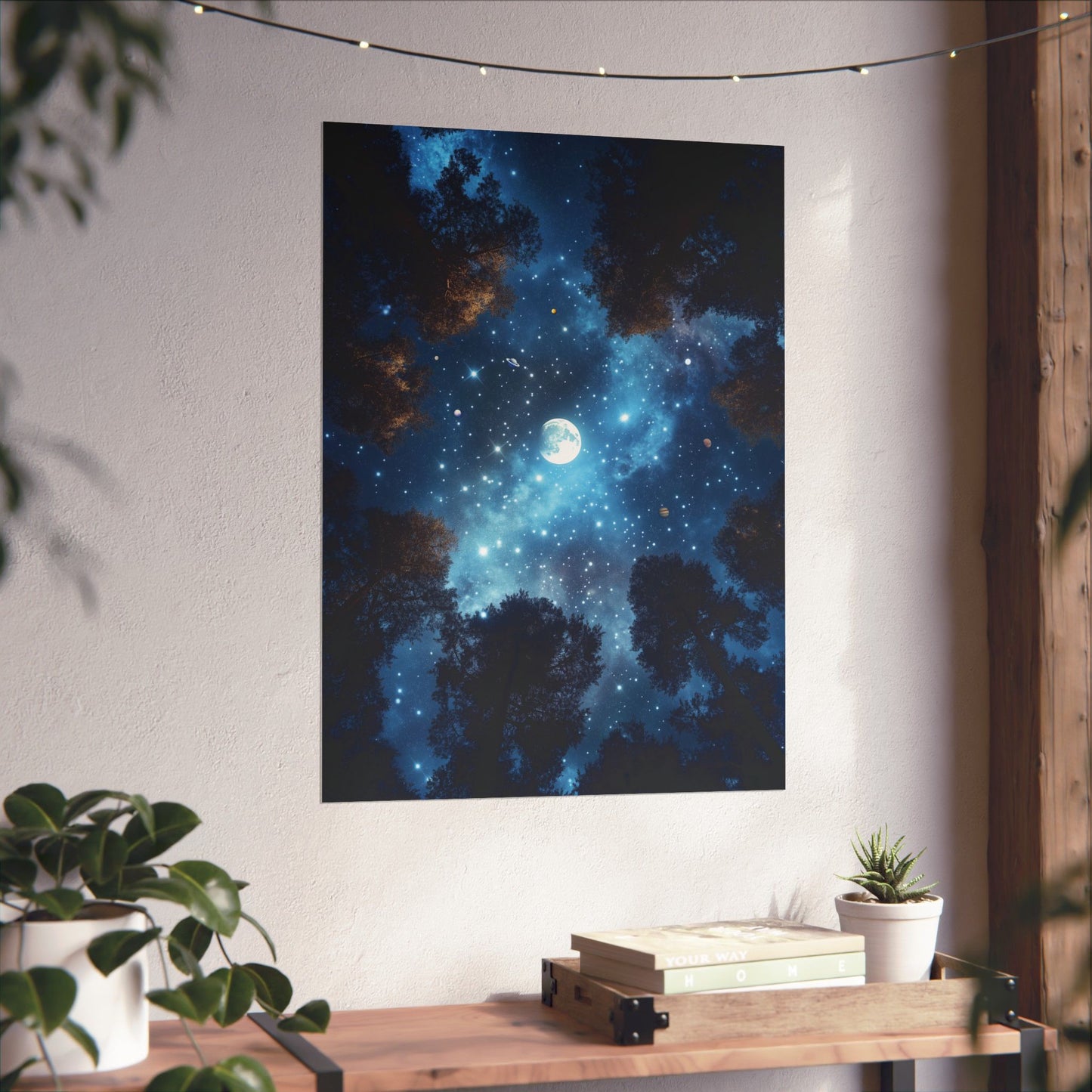 Starry Night Sky Poster, Astronomy Solar System Planet Wall Art, Celestial Home Office Decor, Galaxy Space Print, Nature Inspired Artwork