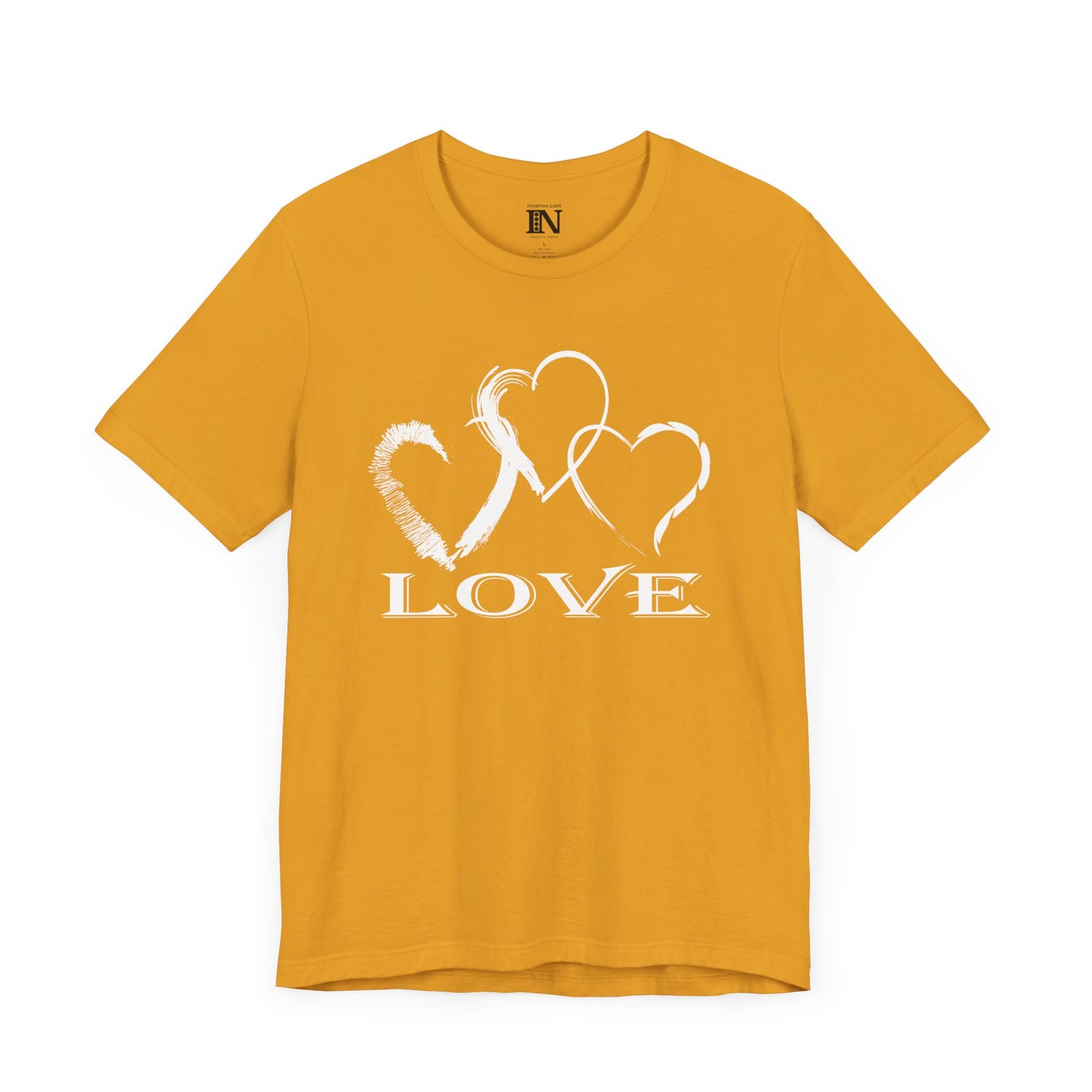 Hearts and Love Unisex Tee Shirt, Valentines Day Gift, Graphic Tshirt, Brush Stroke Style, White Color, Romance Apparel