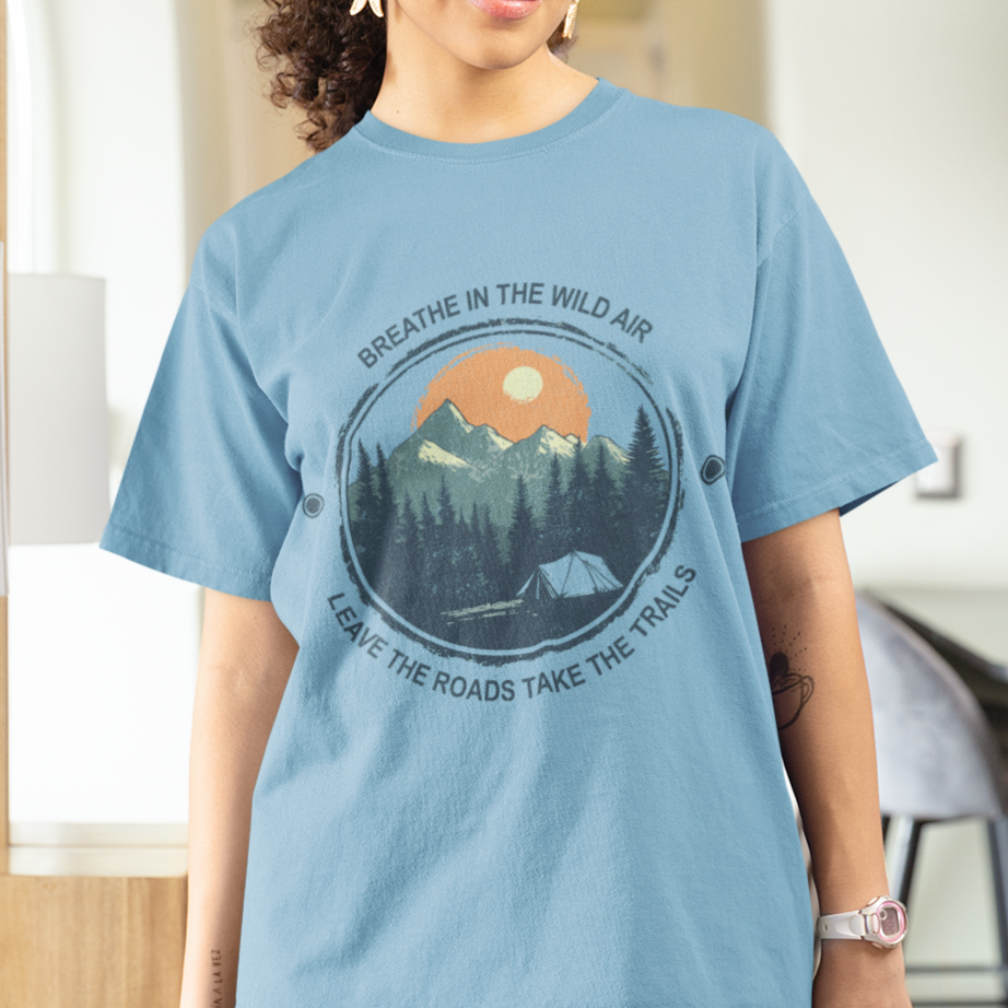 Adventure Camping Shirt, Nature Lover T-shirt, Hiker Graphic Shirt, Outdoor Enthusiast Top, Retro Vintage Style Distressed Explorer Apparel