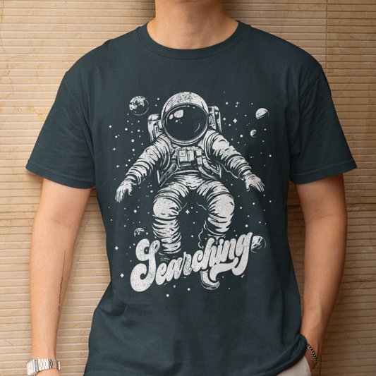 Space Explorer Graphic Tee, Astronaut Graphic T-Shirt, Cosmic Theme Shirt, Searching Space, Unisex Heavy Cotton Tee, Space Enthusiast Gift