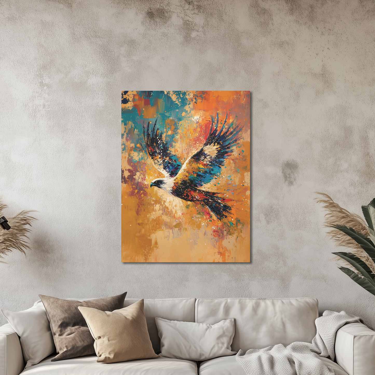 Abstract Eagle Artwork Canvas Print, Bird Canvas Wall Art, Vibrant Wall Decor for Nature Lovers, Home Office Gallery, Livingroom Decor