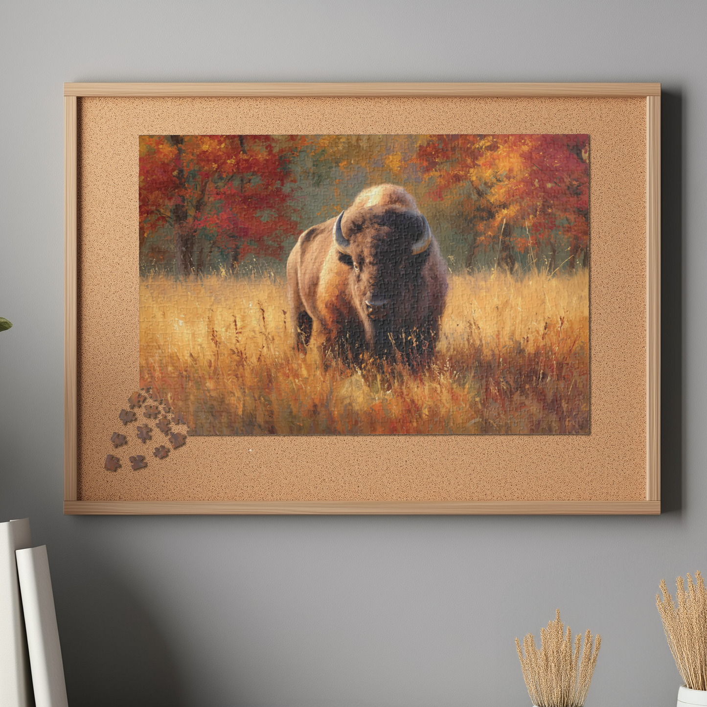Autumn Bison Puzzle, Buffalo Jigsaw, Wildlife Enthusiast Gift, Nature Scene Puzzle, Fall Foliage Home Decor, 110, 252, 520, 1014-piece