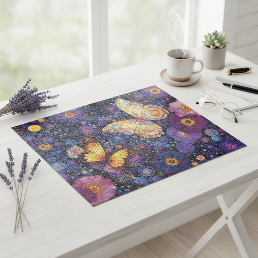 Abstract Night Garden of Butterflies and Blossoms Jigsaw Puzzle, 110, 252, 520, 1014-piece, Painting Style, Relaxing and Rewarding Activity