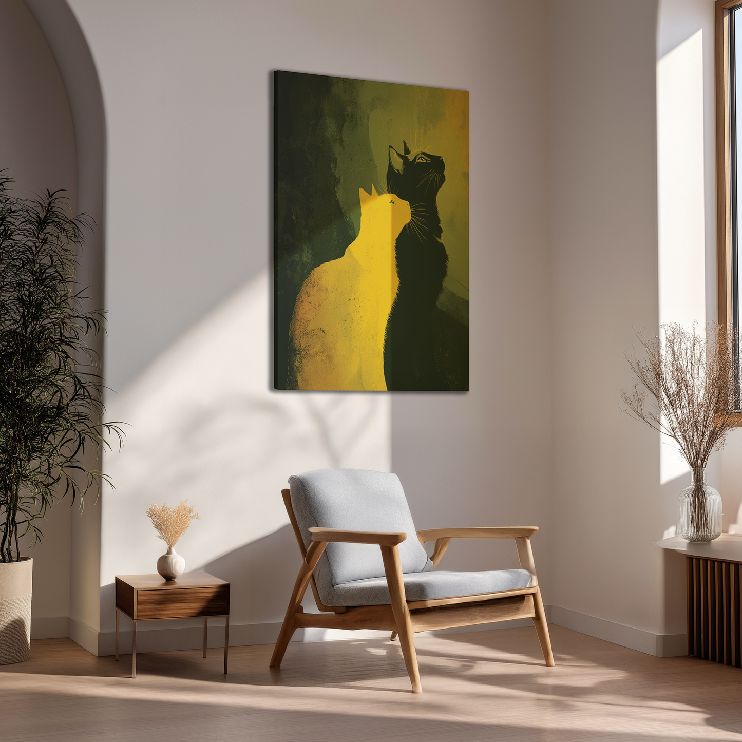 Modern Cat Art Print Poster or Canvas, Cat Silhouettes Canvas, Minimalist Wall Decor for Cat Lovers,  Living Room Decoration, House Warming