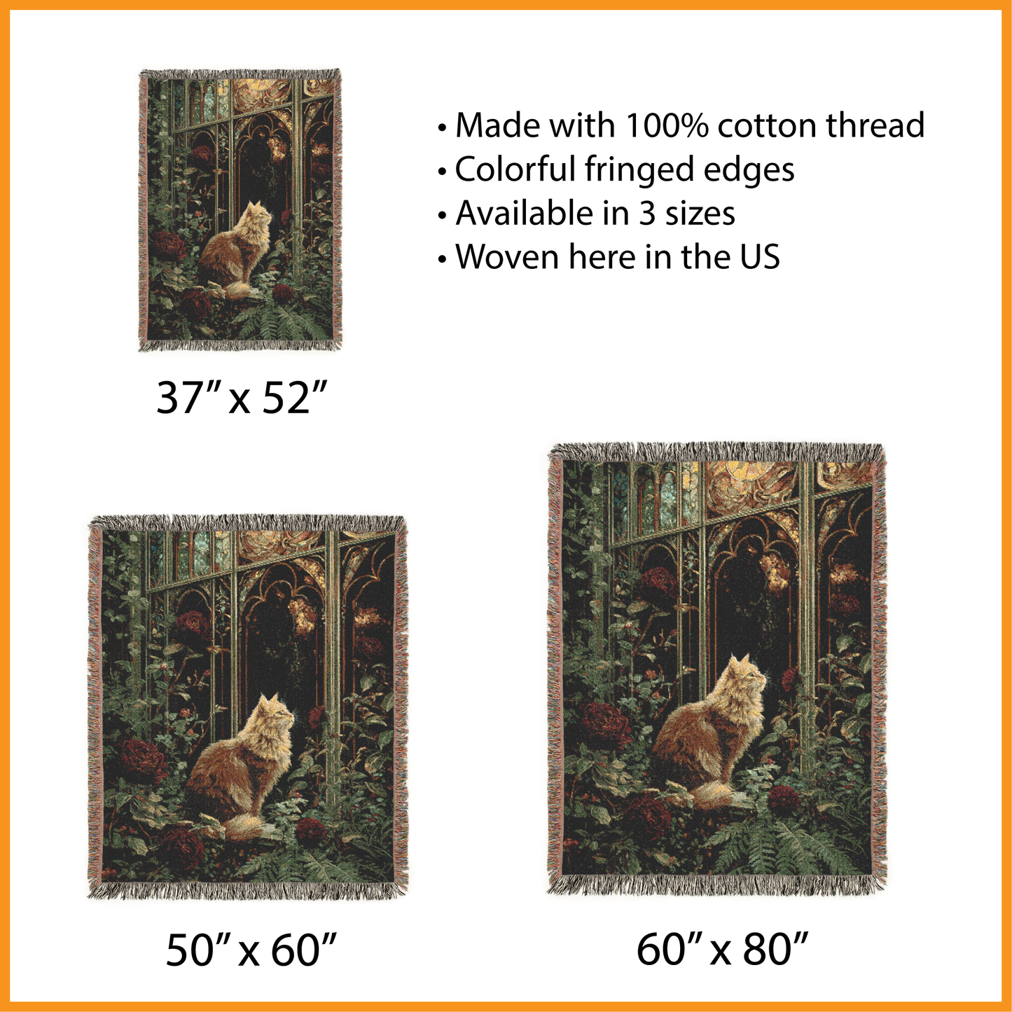 Gothic Cat Woven Blanket, Dark Academia Tapestry, Whimsigoth Botanical Jacquard Throw, Romantic Garden Window Wall Hanging, Cat Lover Gift