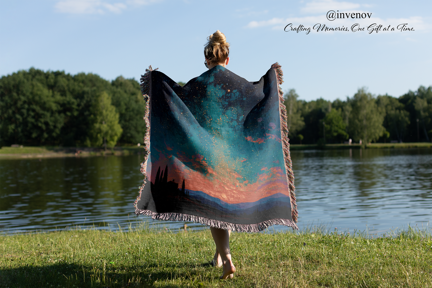 Starry Night Woven Blanket, Milky Way Galaxy Throw, Celestial Space Tapestry, Moody Nature Landscape, Camping Stargazer Gift Wall Art