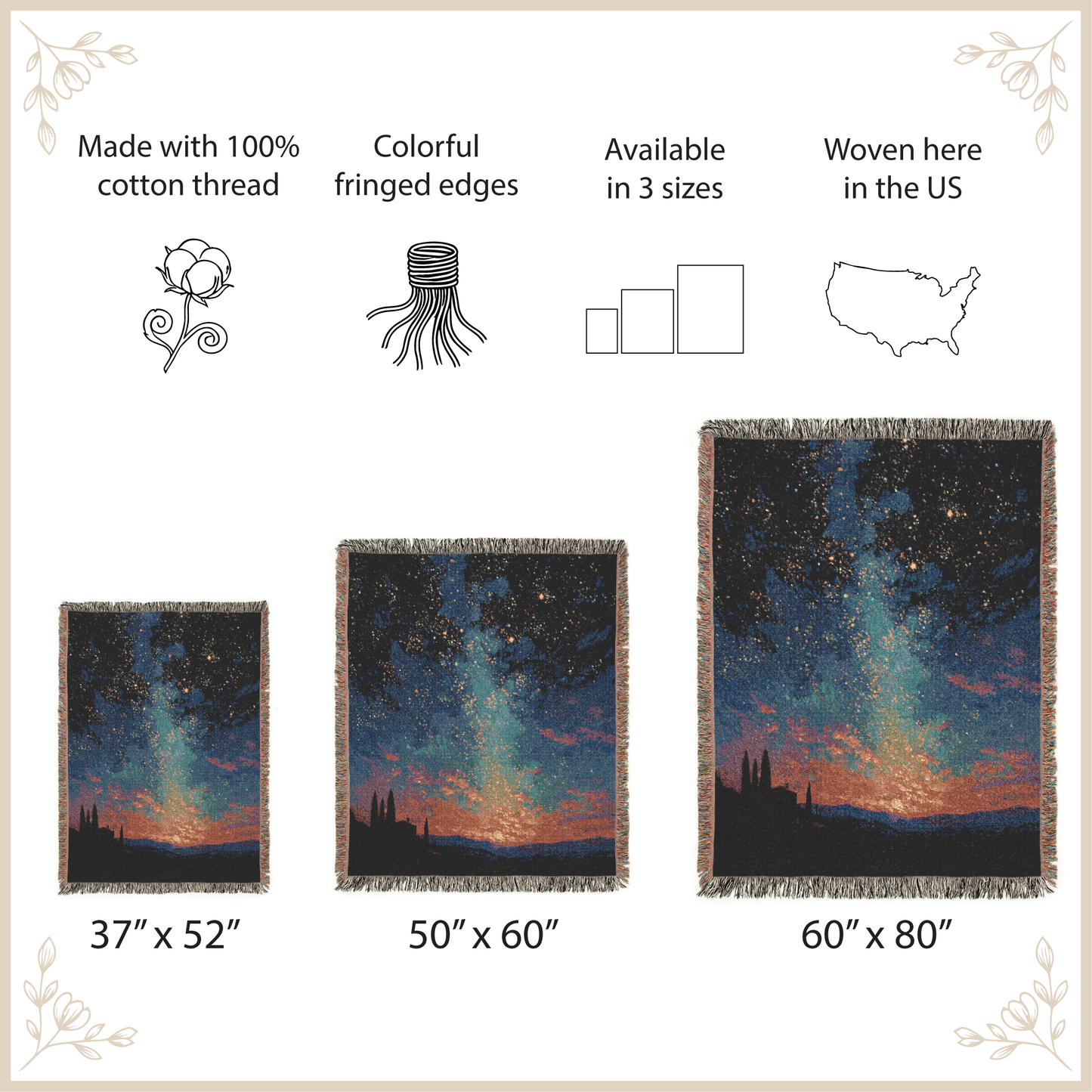 Starry Night Woven Blanket, Milky Way Galaxy Throw, Celestial Space Tapestry, Moody Nature Landscape, Camping Stargazer Gift Wall Art